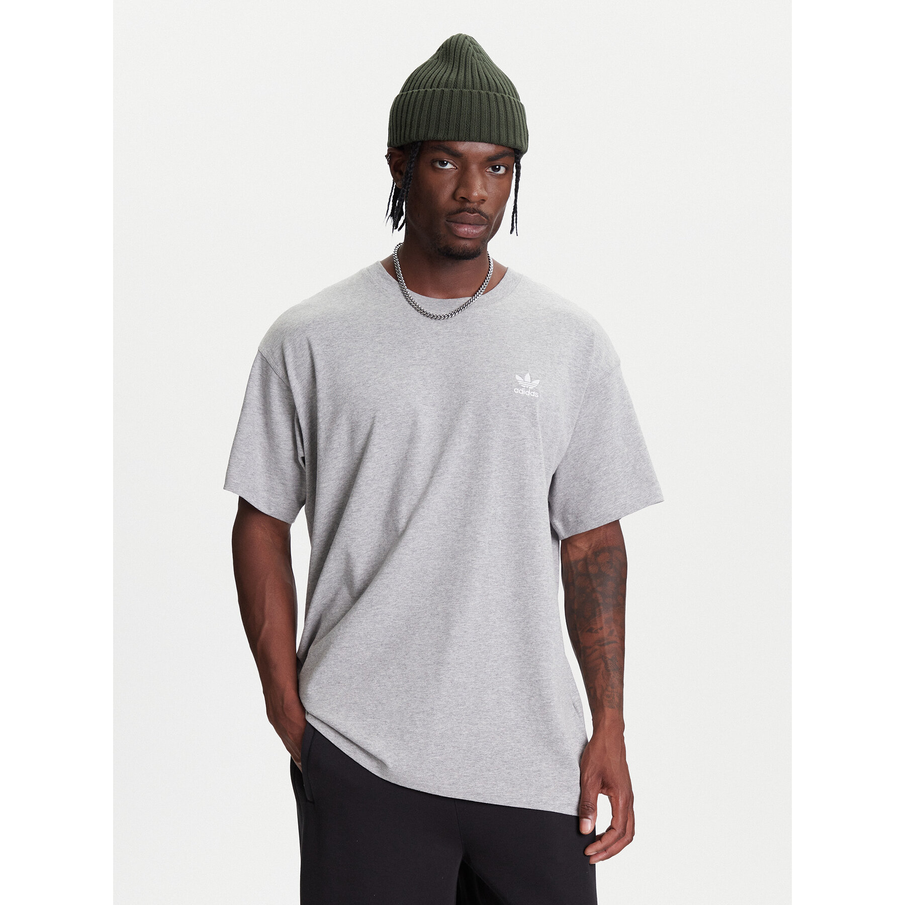 adidas T-Shirt Trefoil Essentials JY6270 Grigio Oversize