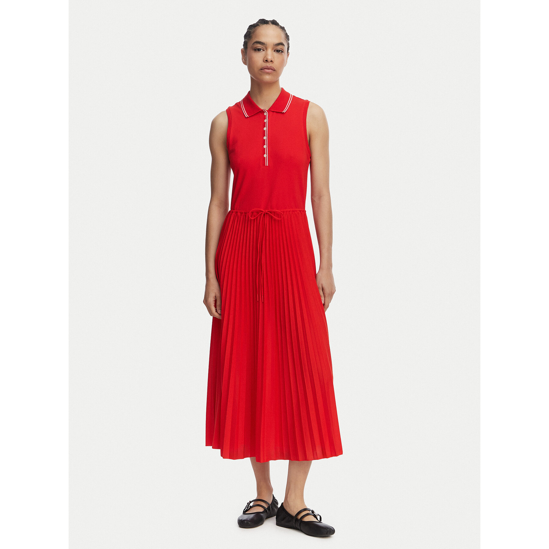 Tommy Hilfiger Kleid für den Alltag 1985 Pleated WW0WW49621 Rot Regular Fit