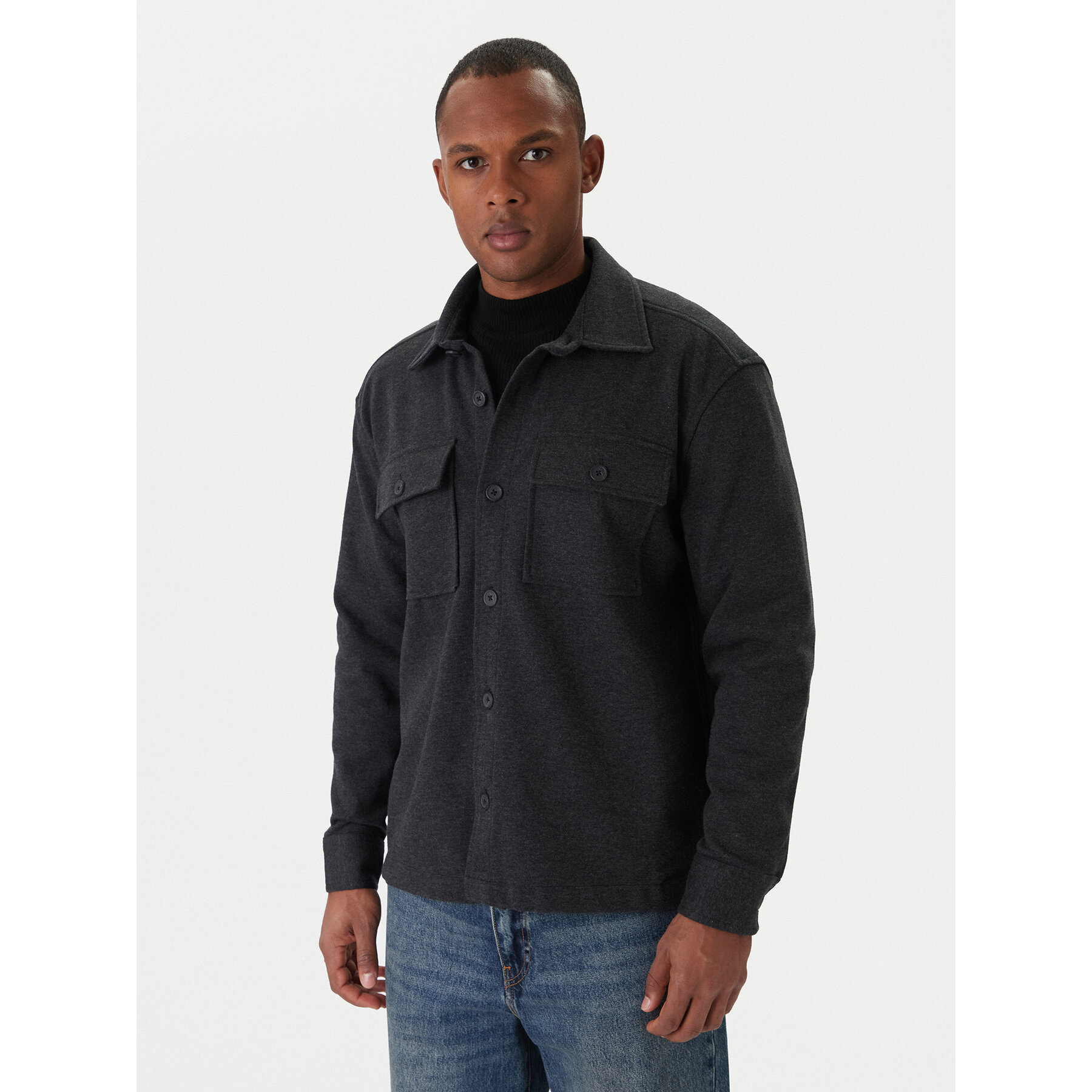 Guess Hemdjacke M5BP28 K0801 Grau Classic Fit