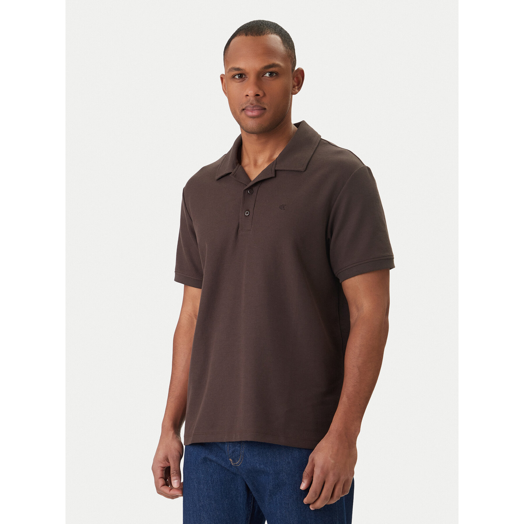 Calvin Klein Jeans Polo Easy Micro Waffle LV04RF205G Marrón Regular Fit