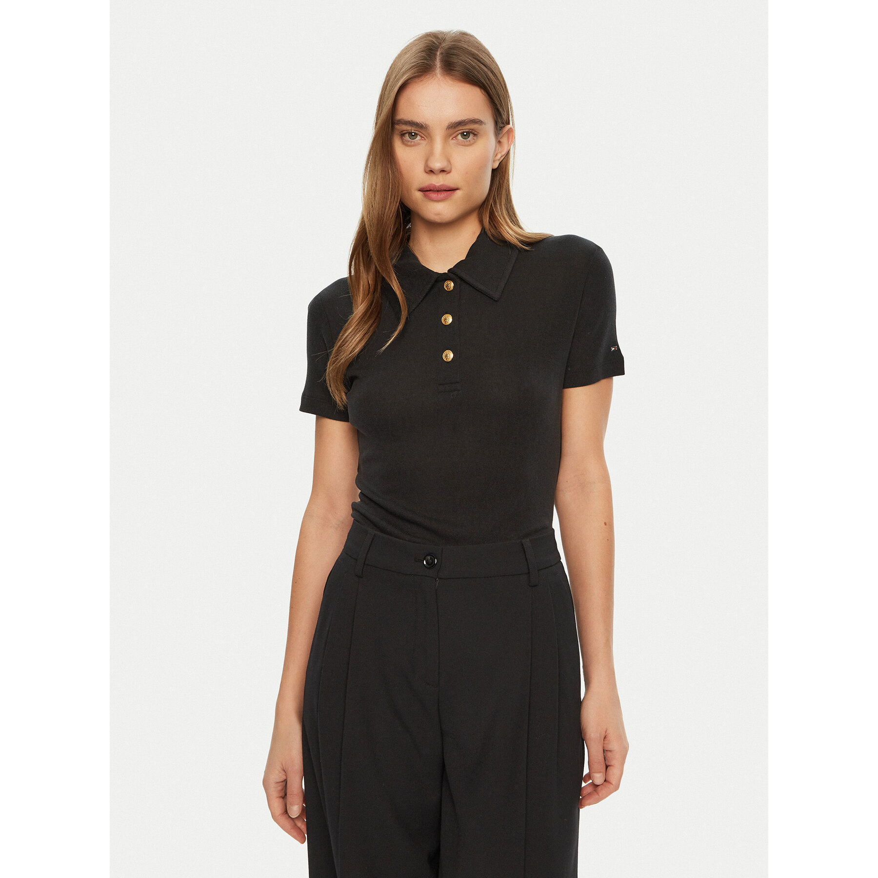 Tommy Hilfiger Pólóing WW0WW44446 Fekete Slim Fit