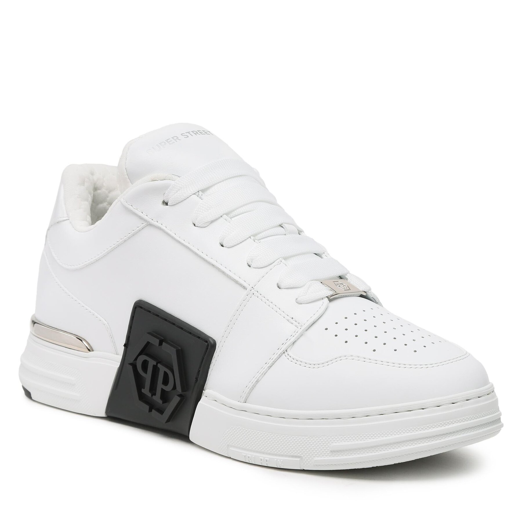 Sneakers PHILIPP PLEIN Super Street Lo-Top Sneakers Hexagon SACS USC0459 PLE025N White 01 epantofi-Bărbați-Pantofi-De imagine 2022 reducere