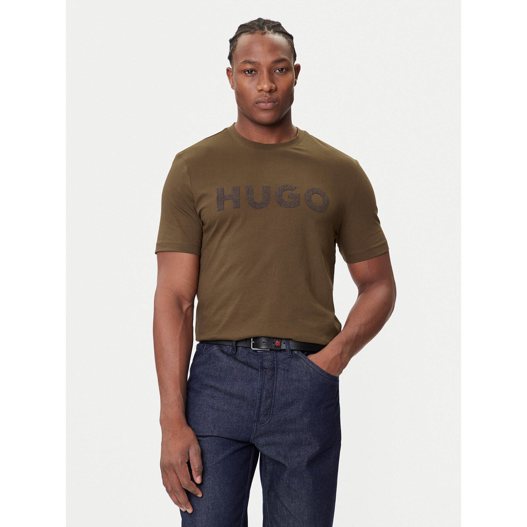 HUGO T-Shirt Dulivio 50542737 Khakifarben Regular Fit