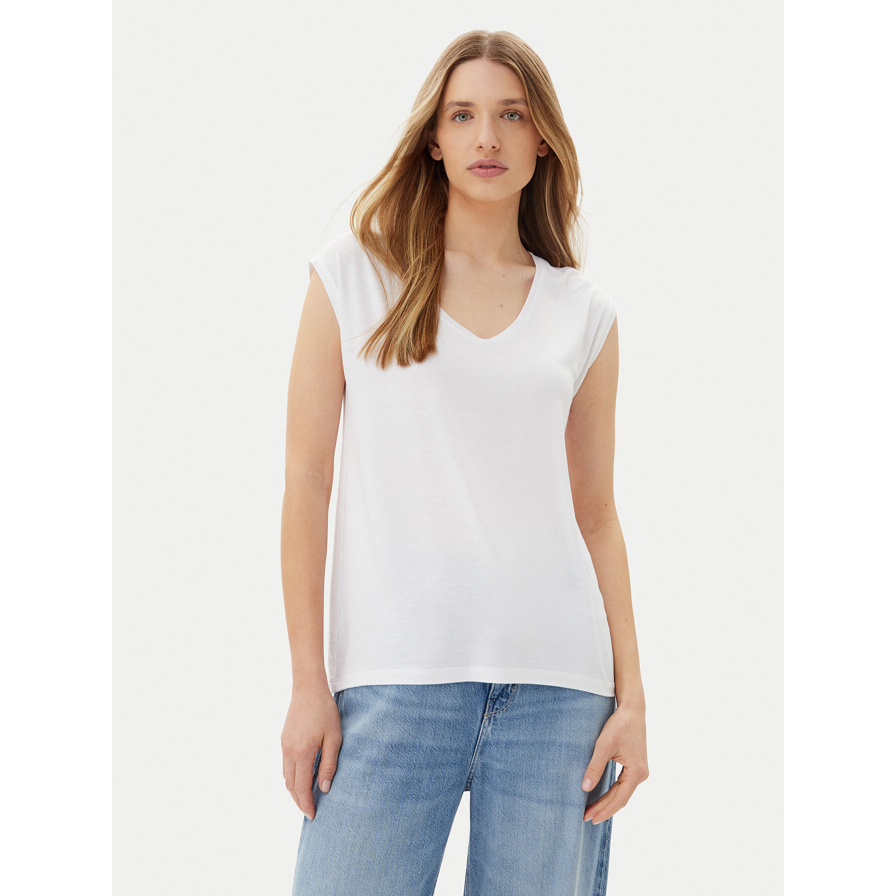 Pieces T-shirt Billo 17078732 Bijela Loose Fit