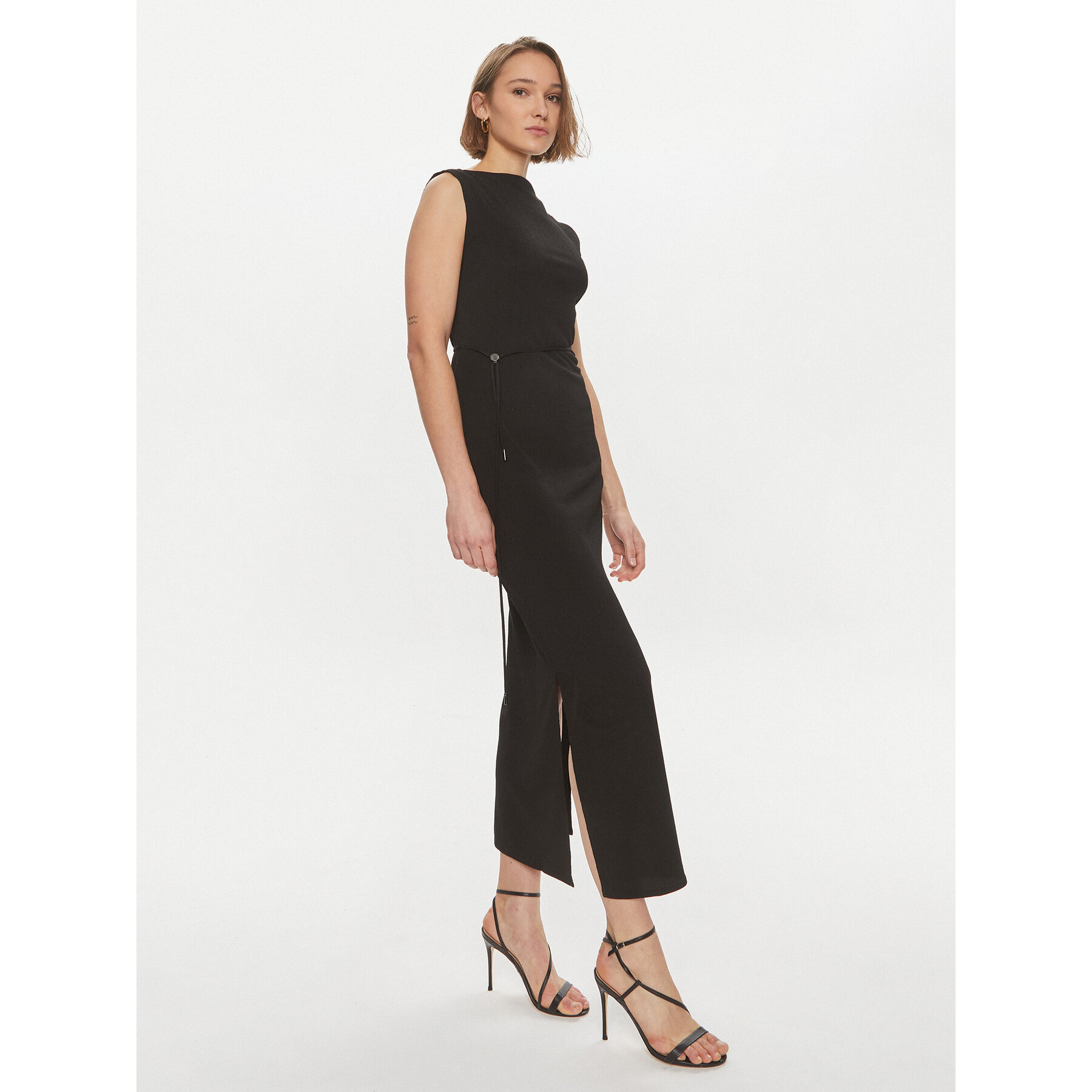 Calvin Klein Sommerkleid Crinkled K20K206545 Schwarz Regular Fit
