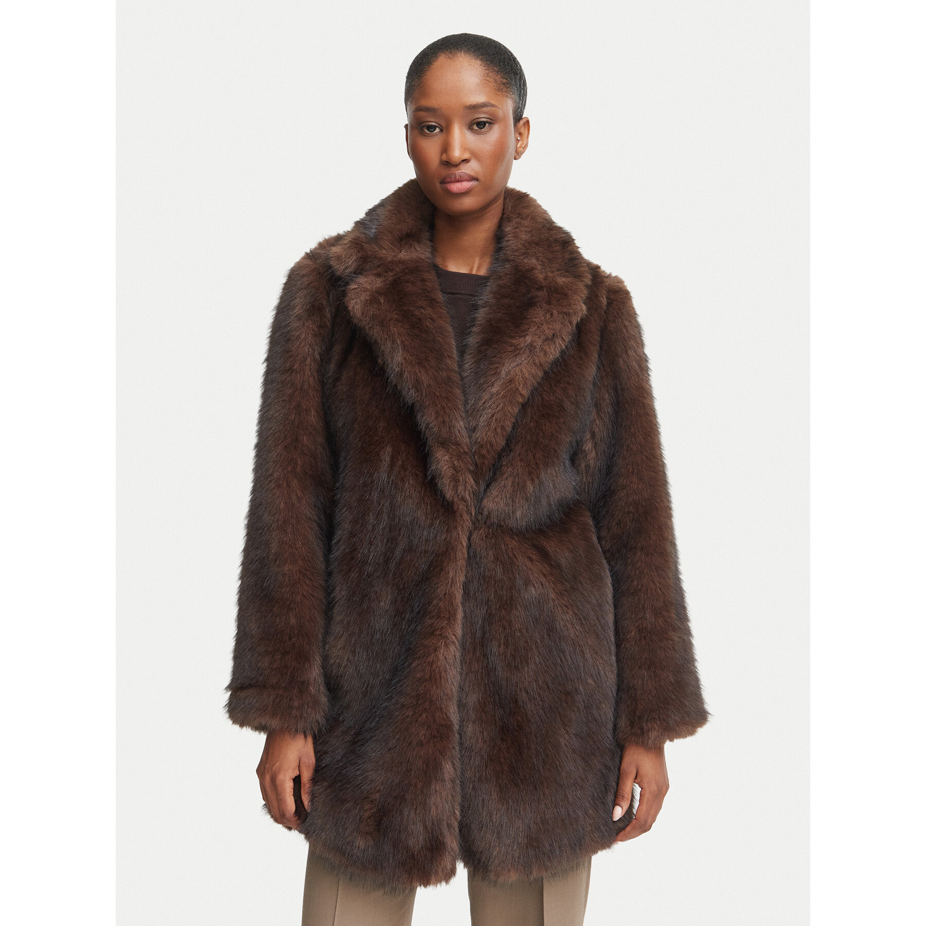 Marella Pelzmantel Emme by Marella Sub 2625456072 Dunkelbraun Regular Fit