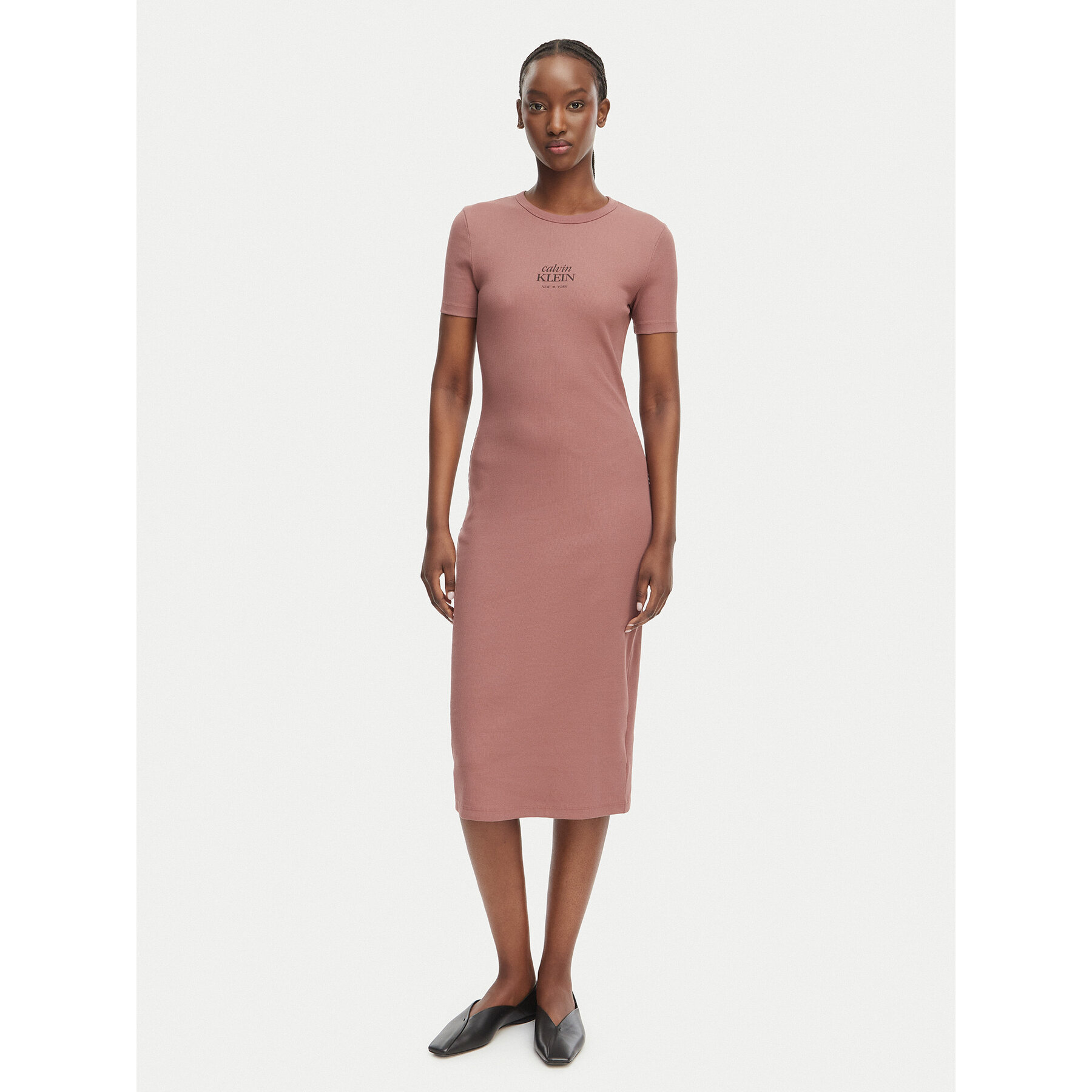 Calvin Klein Jeans Sommerkleid LV044F241G Hellbraun Slim Fit