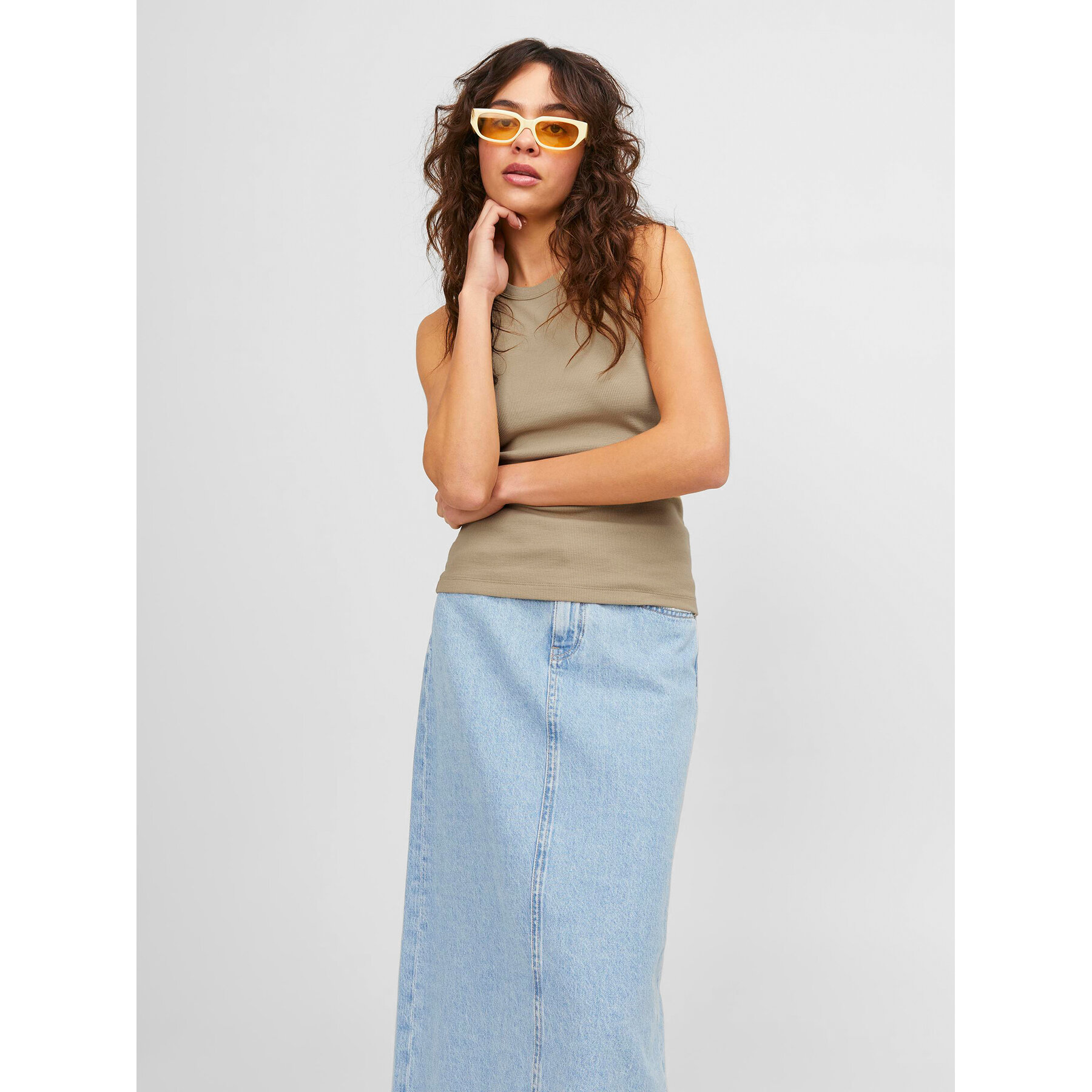 JJXX JJXX Τοπ 12224661 Μπεζ Rib Fit