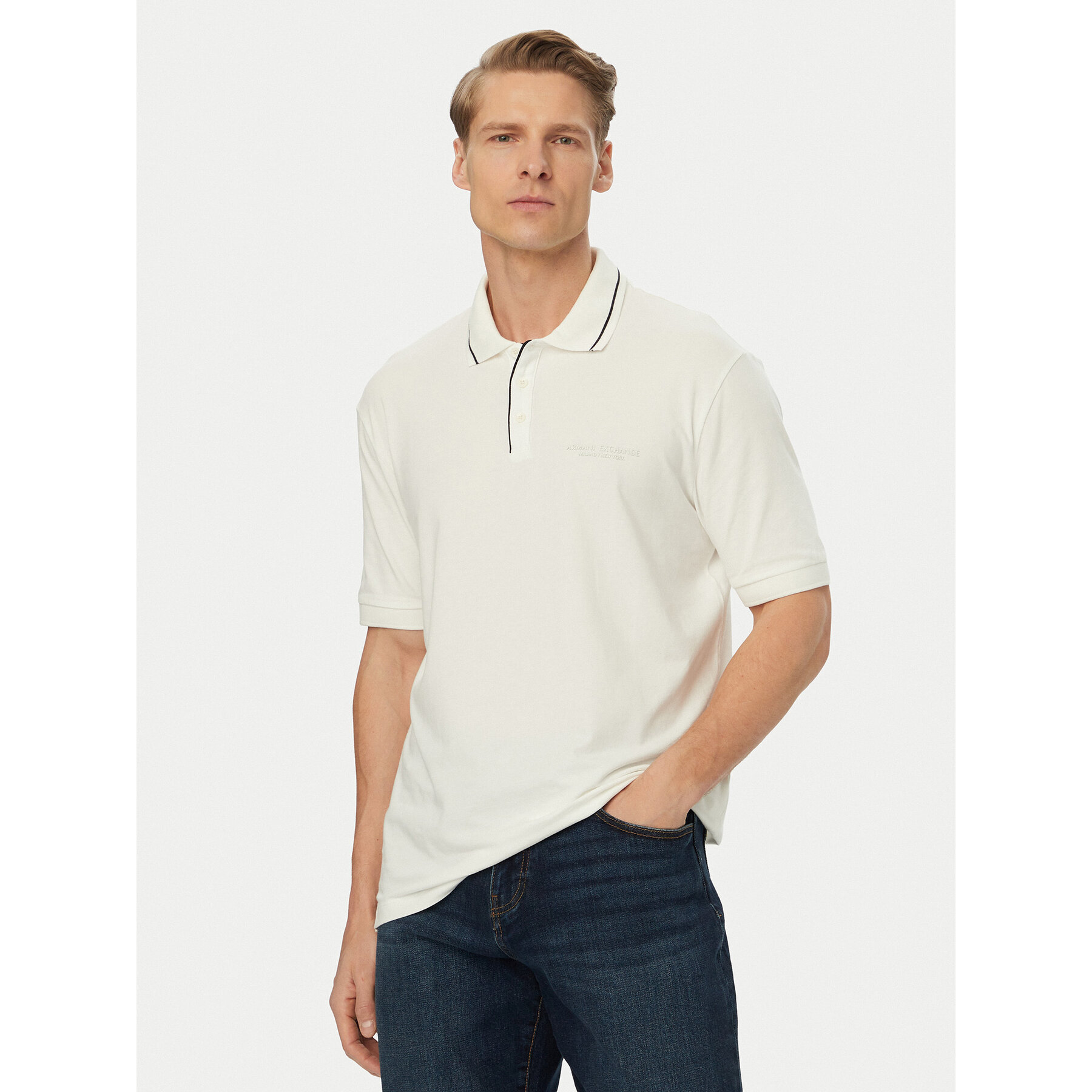 Armani Exchange Polo majica XM001557 AF10363 U0009 Bela Regular Fit