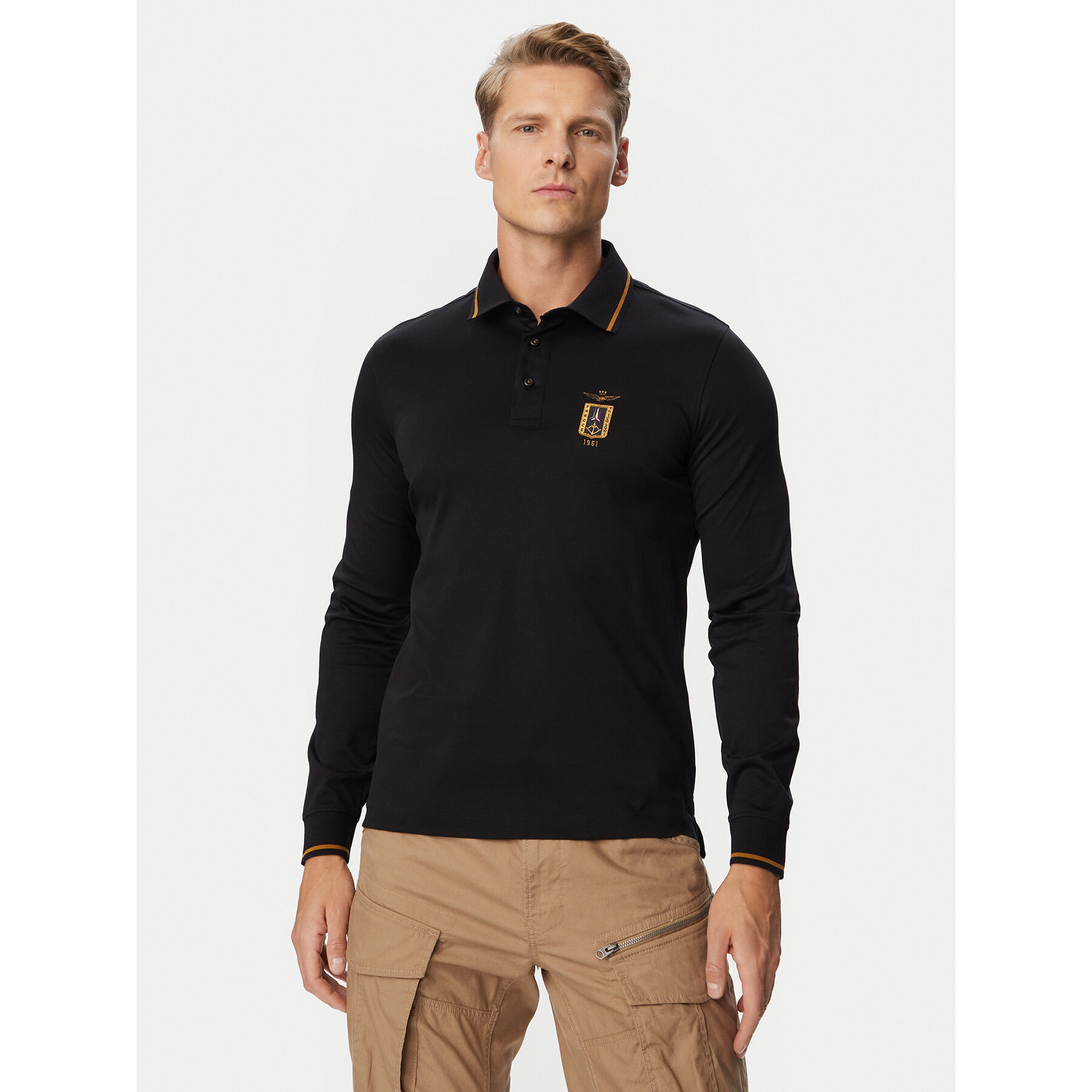 Aeronautica Militare Poloshirt 262PO1940UJ00663 Schwarz Regular Fit