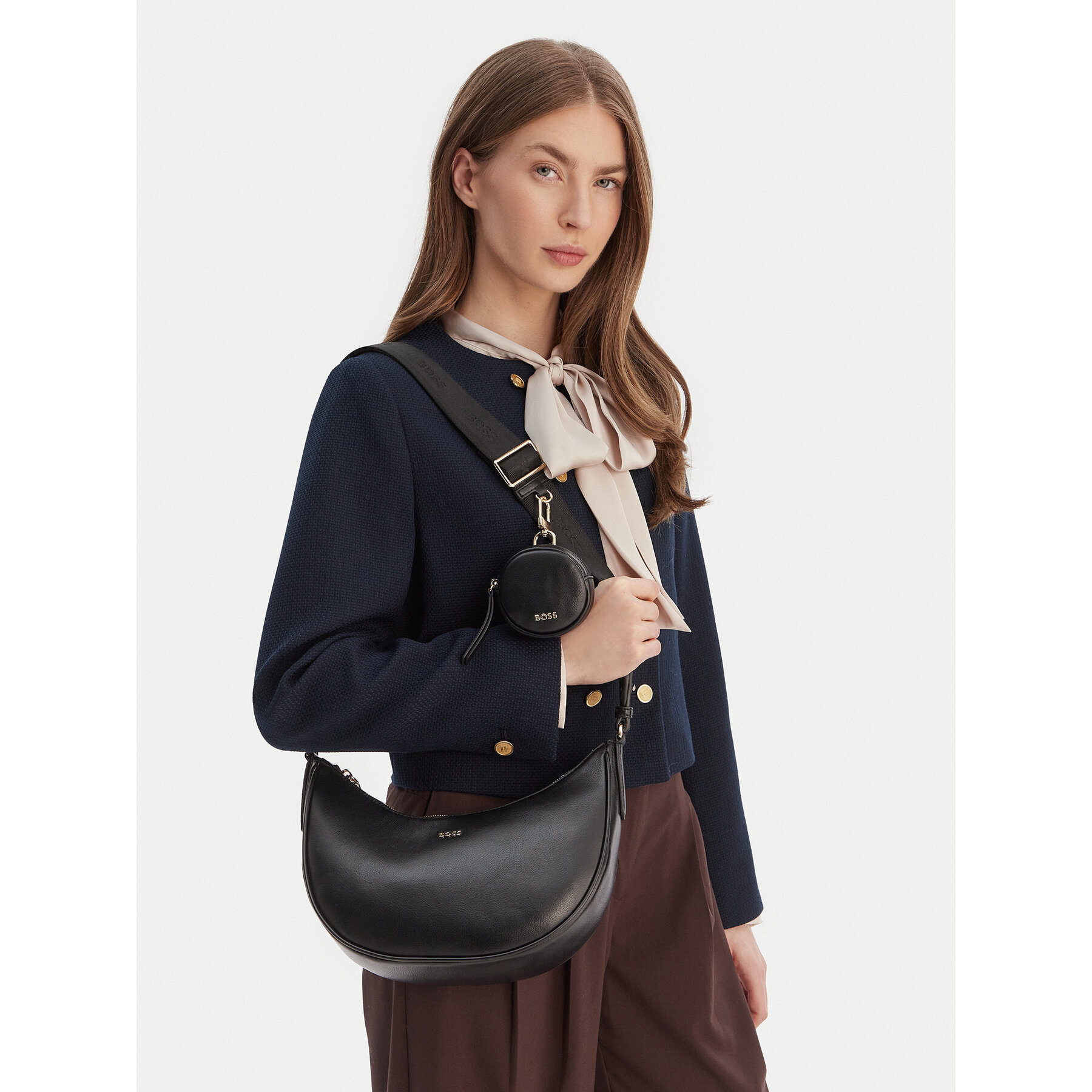 Geantă BOSS Sandy Halfmoon 50558133 Negru