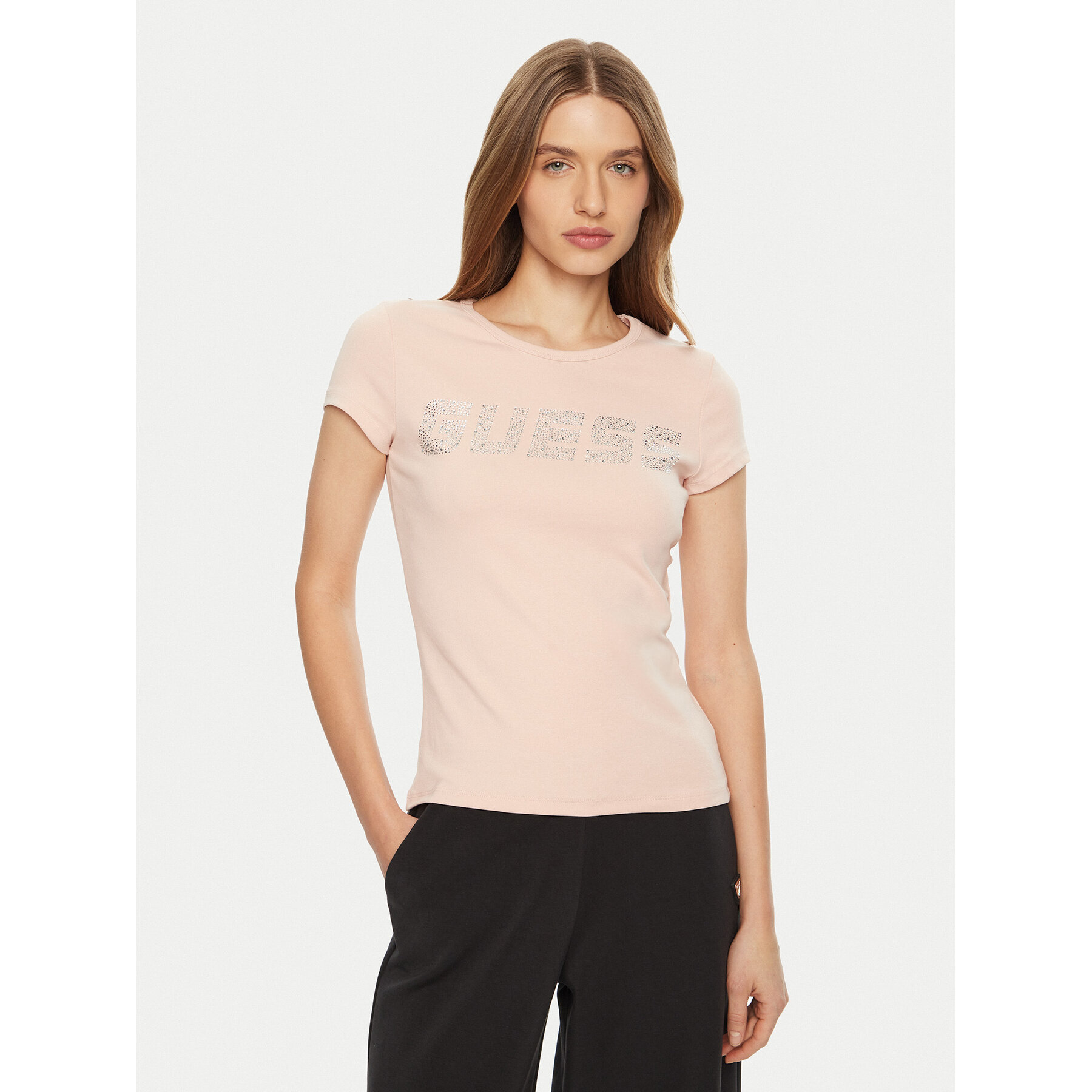Guess Póló V4BI16 KCIV1 Rózsaszín Regular Fit
