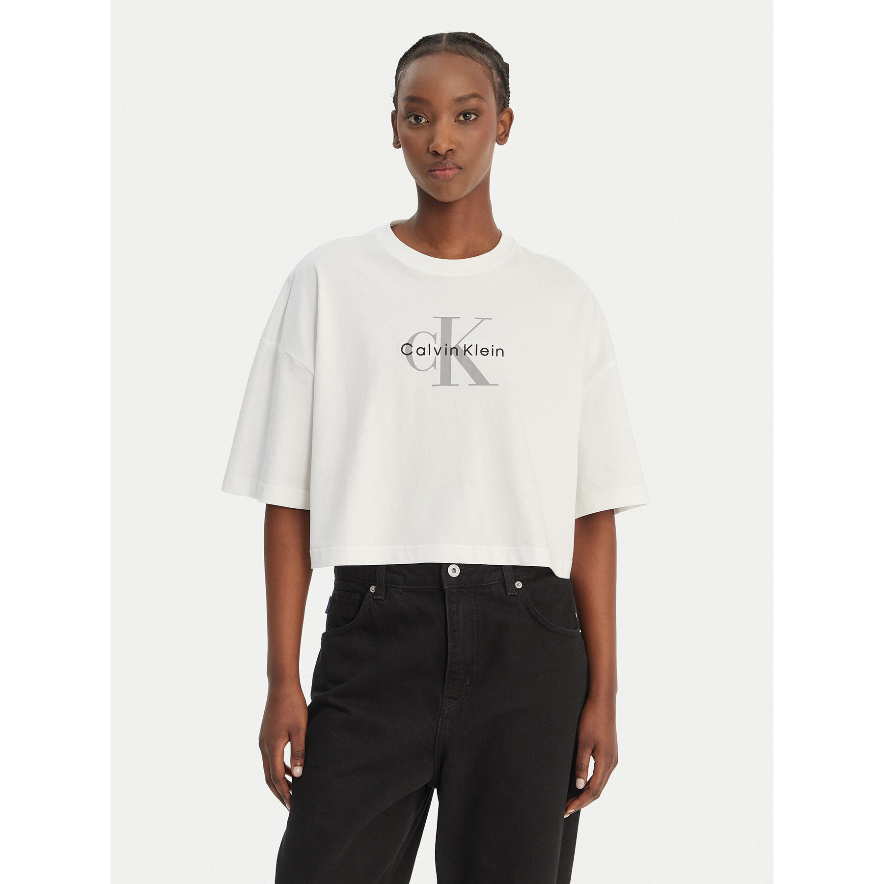 Calvin Klein Jeans T-Shirt LV047F828G Weiß Boxy Fit