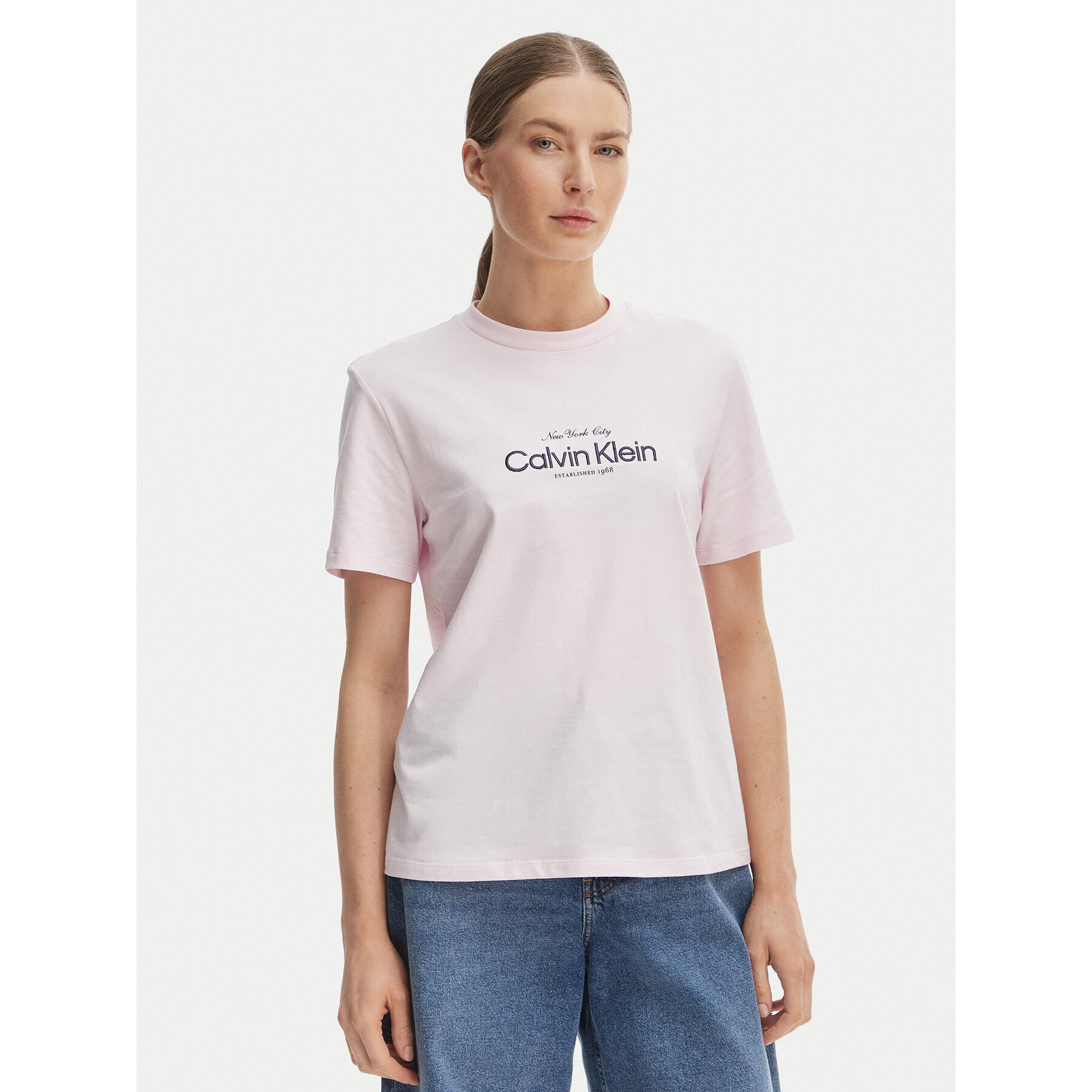 Calvin Klein Jeans T-Shirt NYC Logo LV047F810G Ροζ Classic Fit