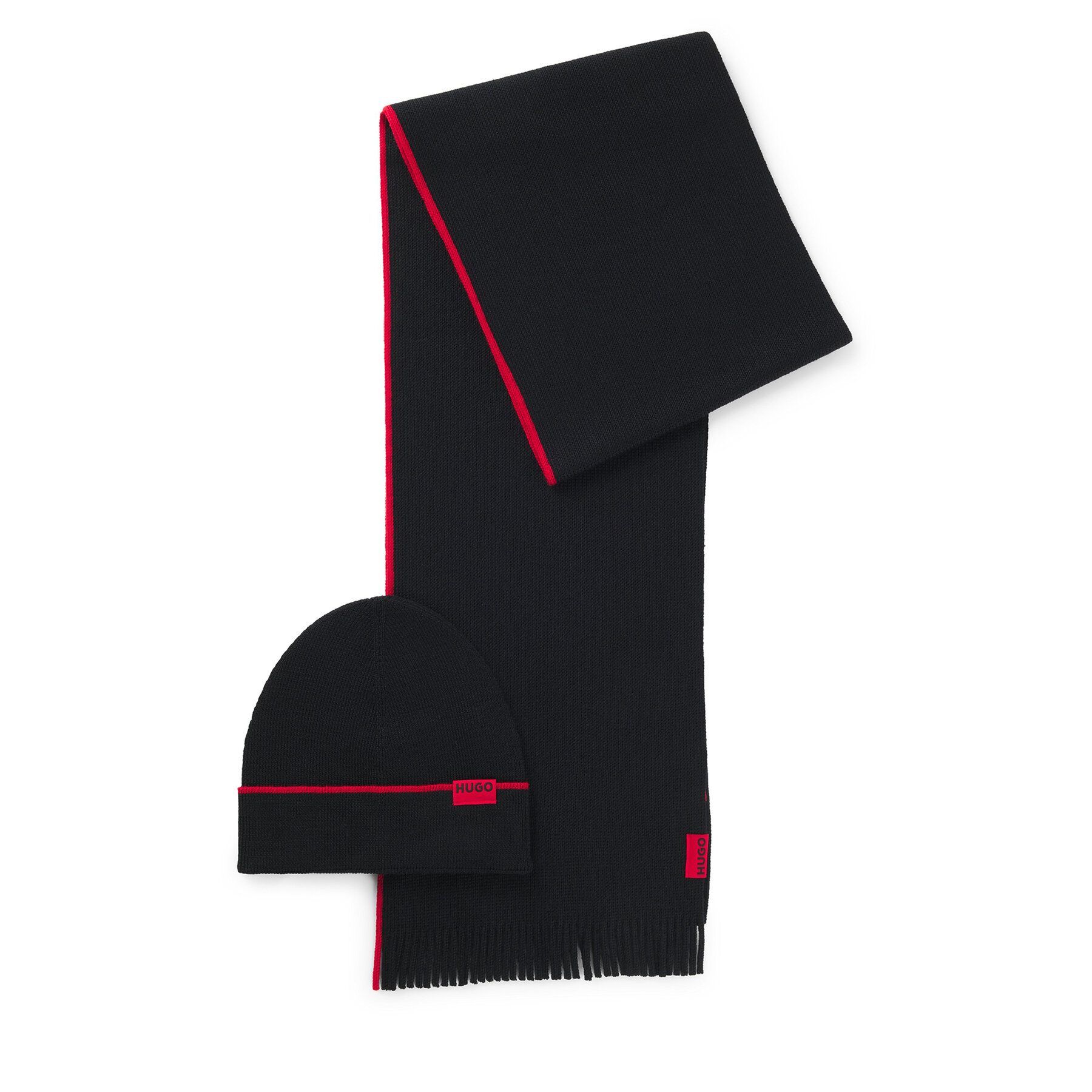 Set Fular și Căciulă HUGO Zaschel 50517757 Negru