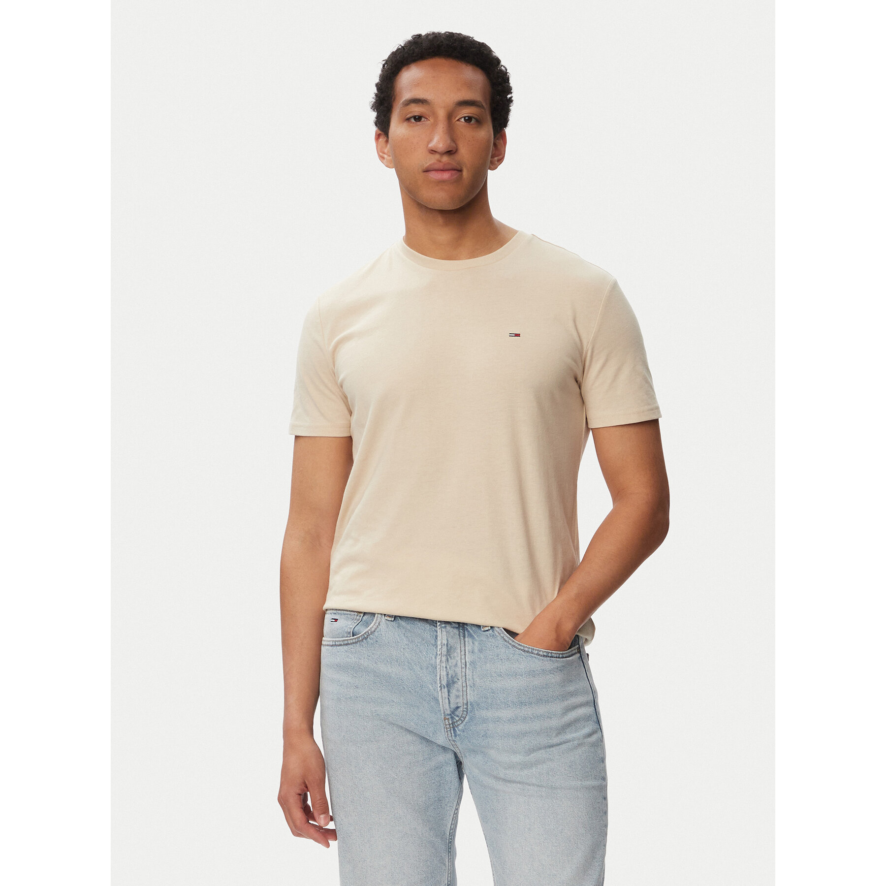 Tommy Jeans T-Shirt Jaspe Htr Tee Ext DM0DM20363 Beige Slim Fit