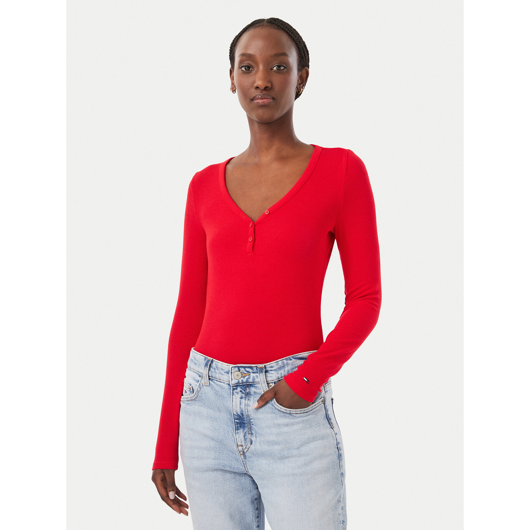 Tommy Jeans Bluse DW0DW23259 Rot Slim Fit