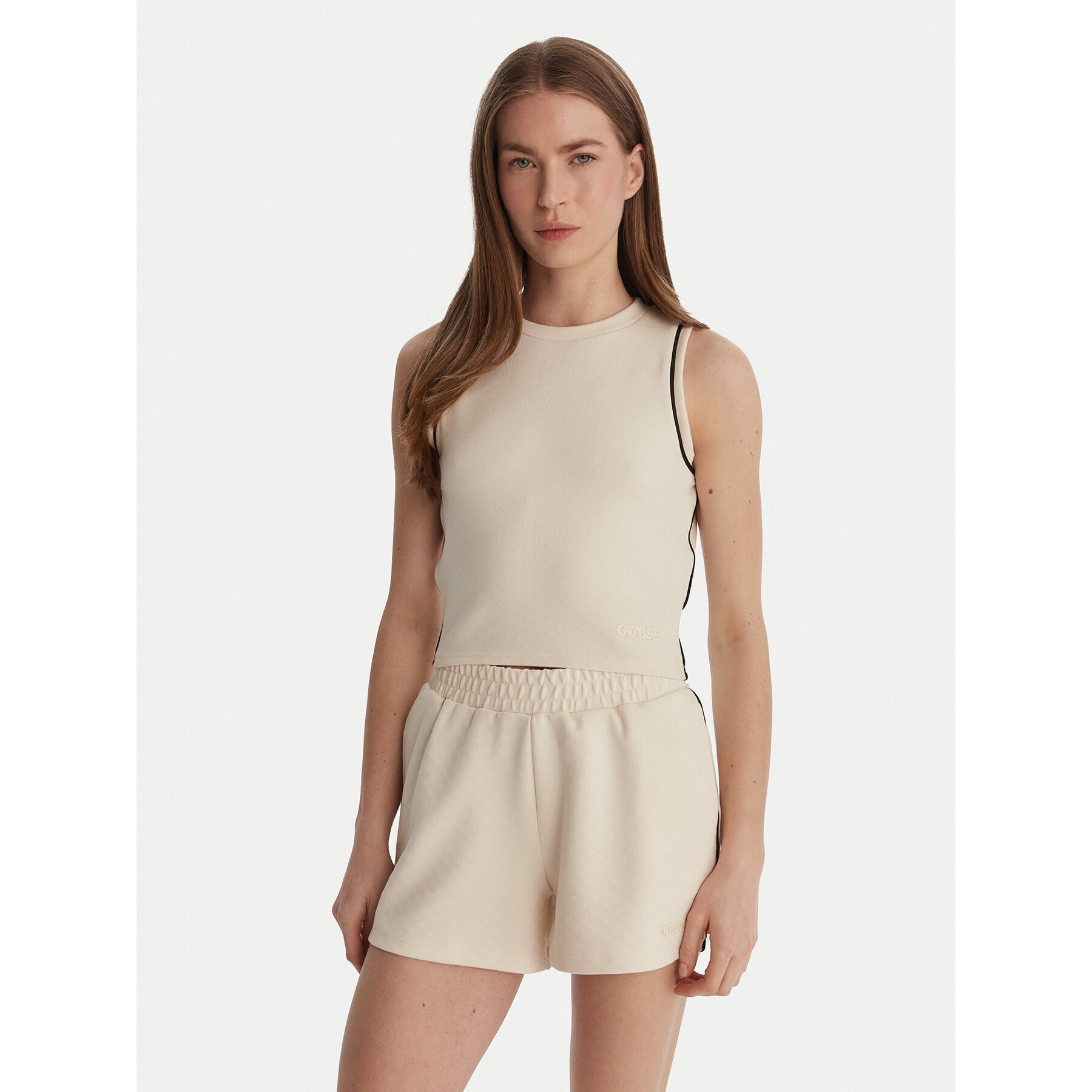 Guess Τοπ V6GP17 K3215 Εκρού Regular Fit