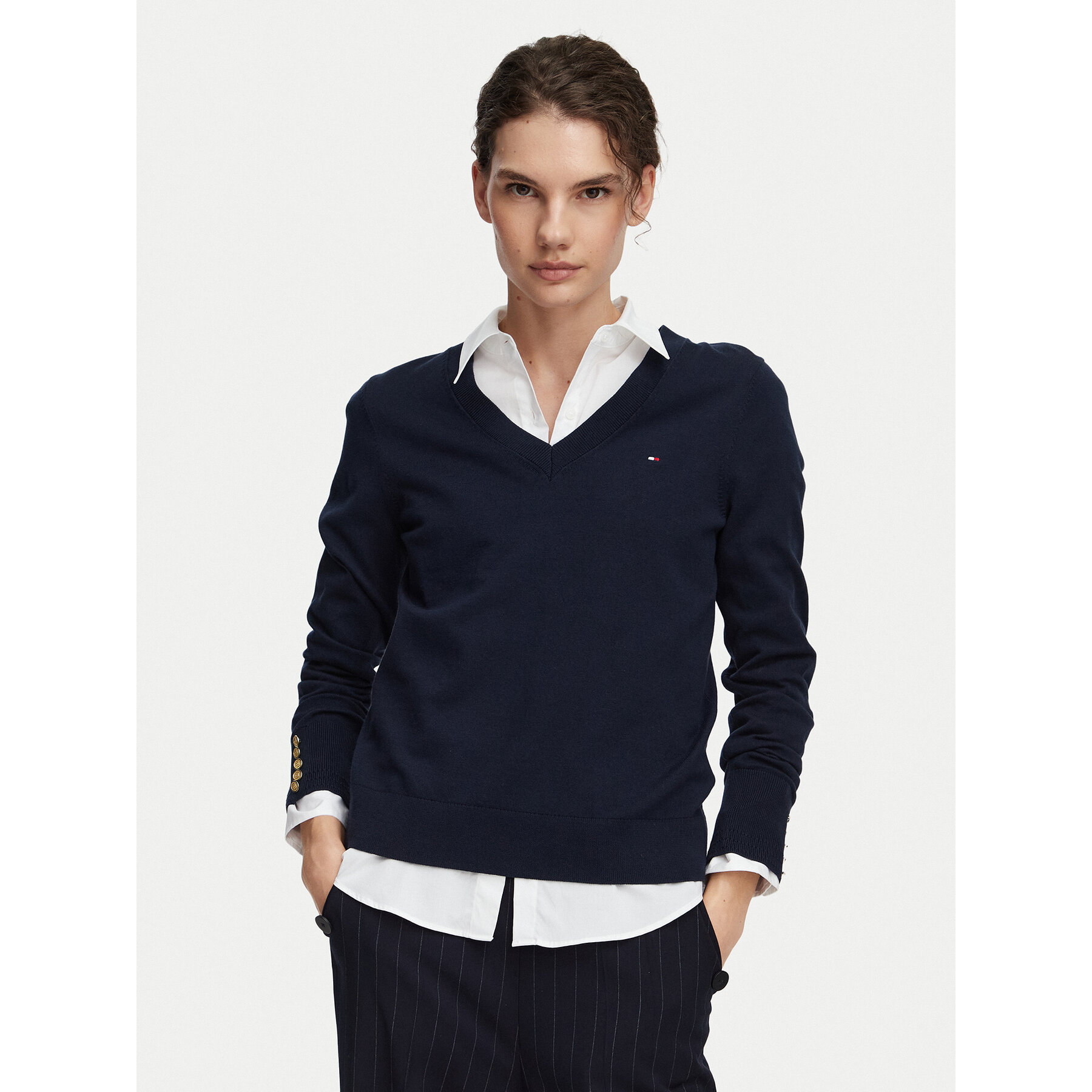 Tommy Hilfiger Pullover Jersy Wine WW0WW40098 Dunkelblau Regular Fit
