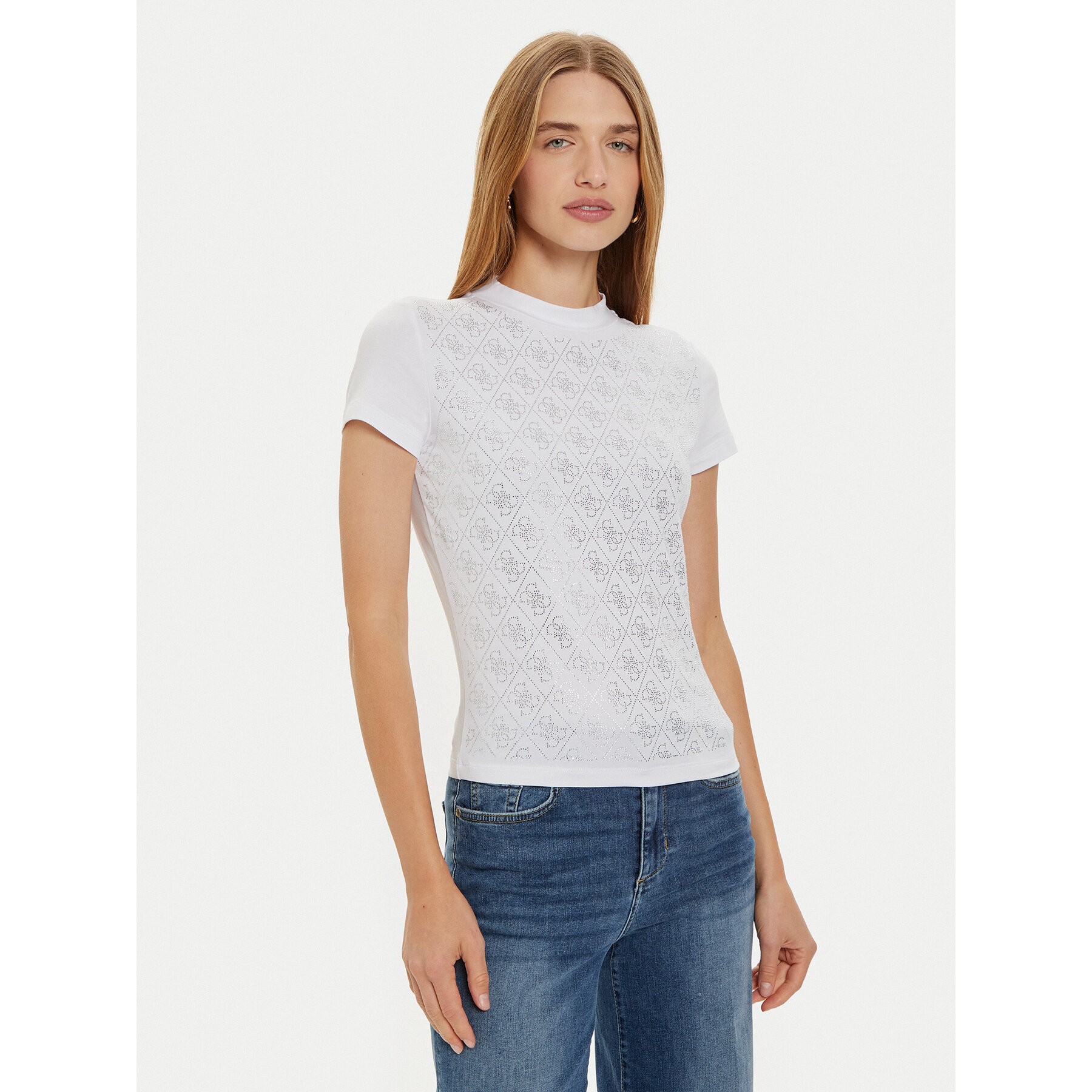 Guess T-Shirt W4BI26 J1314 Weiß Slim Fit