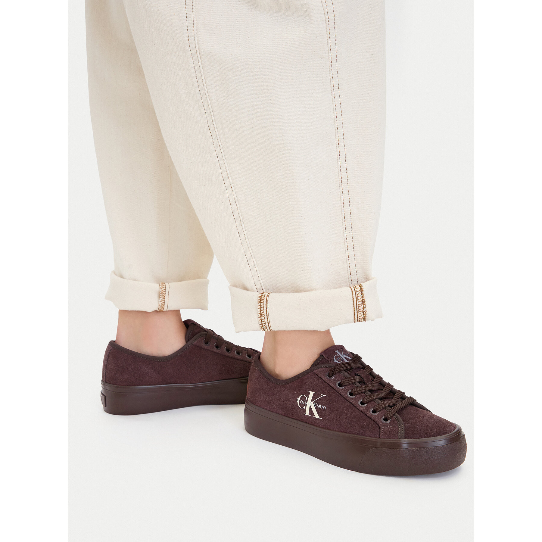 Tenisice Calvin Klein Vulc Flatf Laceup Suede HW0HW03088 Tamnocrvena