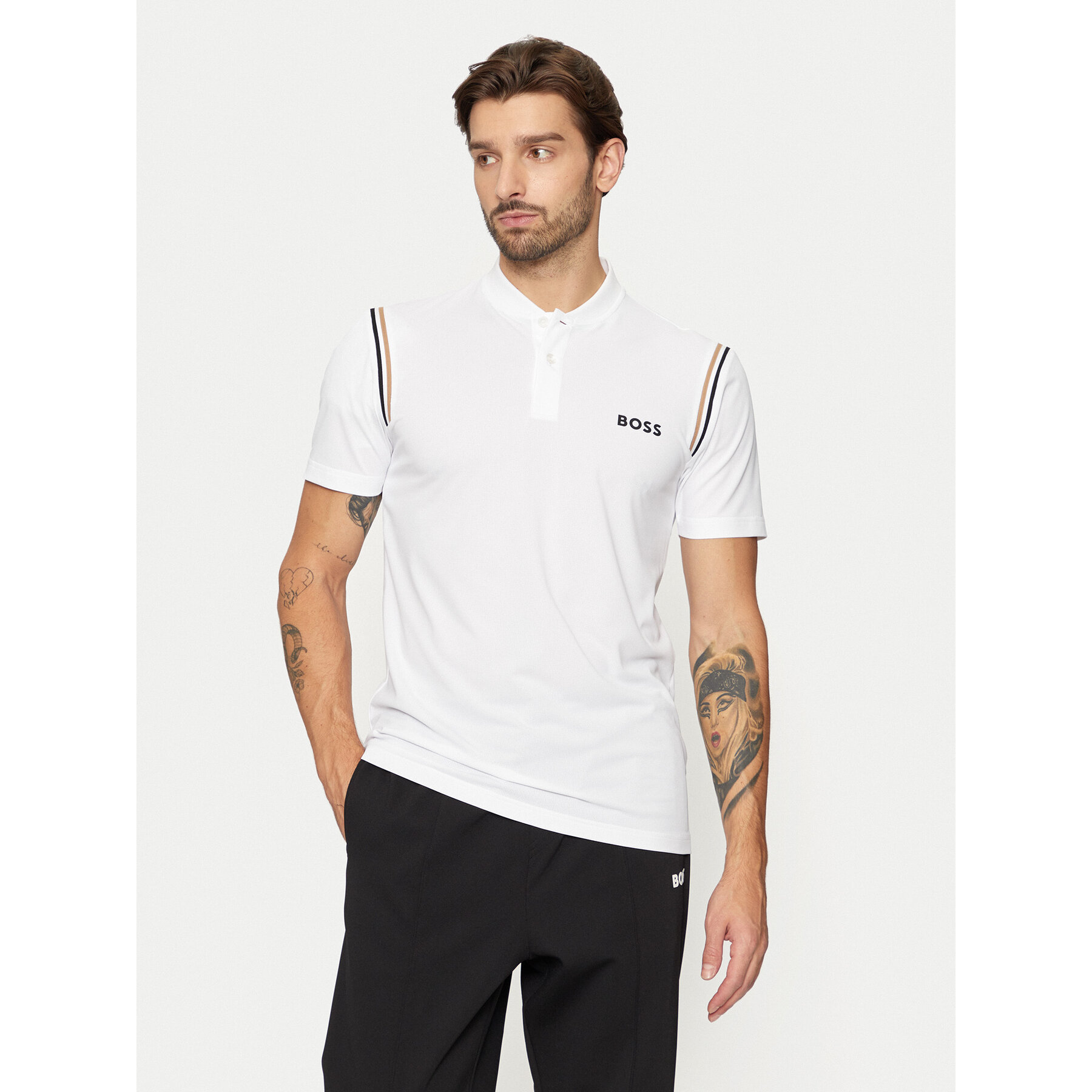 Boss T-shirt Pariq 50534347 Bijela Slim Fit