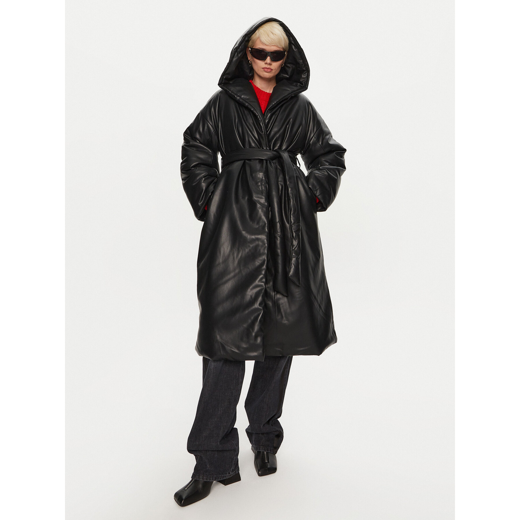 ROTATE Kunstleder-Mantel 113855100 Schwarz Regular Fit