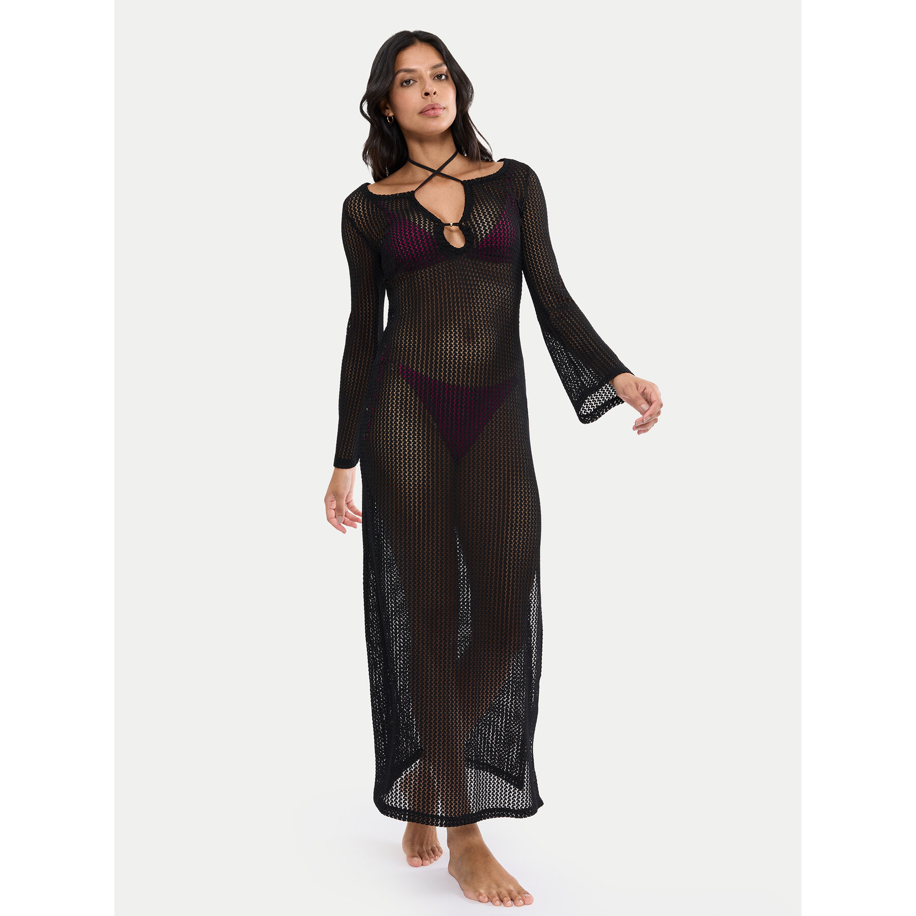 Triumph Strandkleid Beach MyWear Crochet 10226469 Schwarz Relaxed Fit