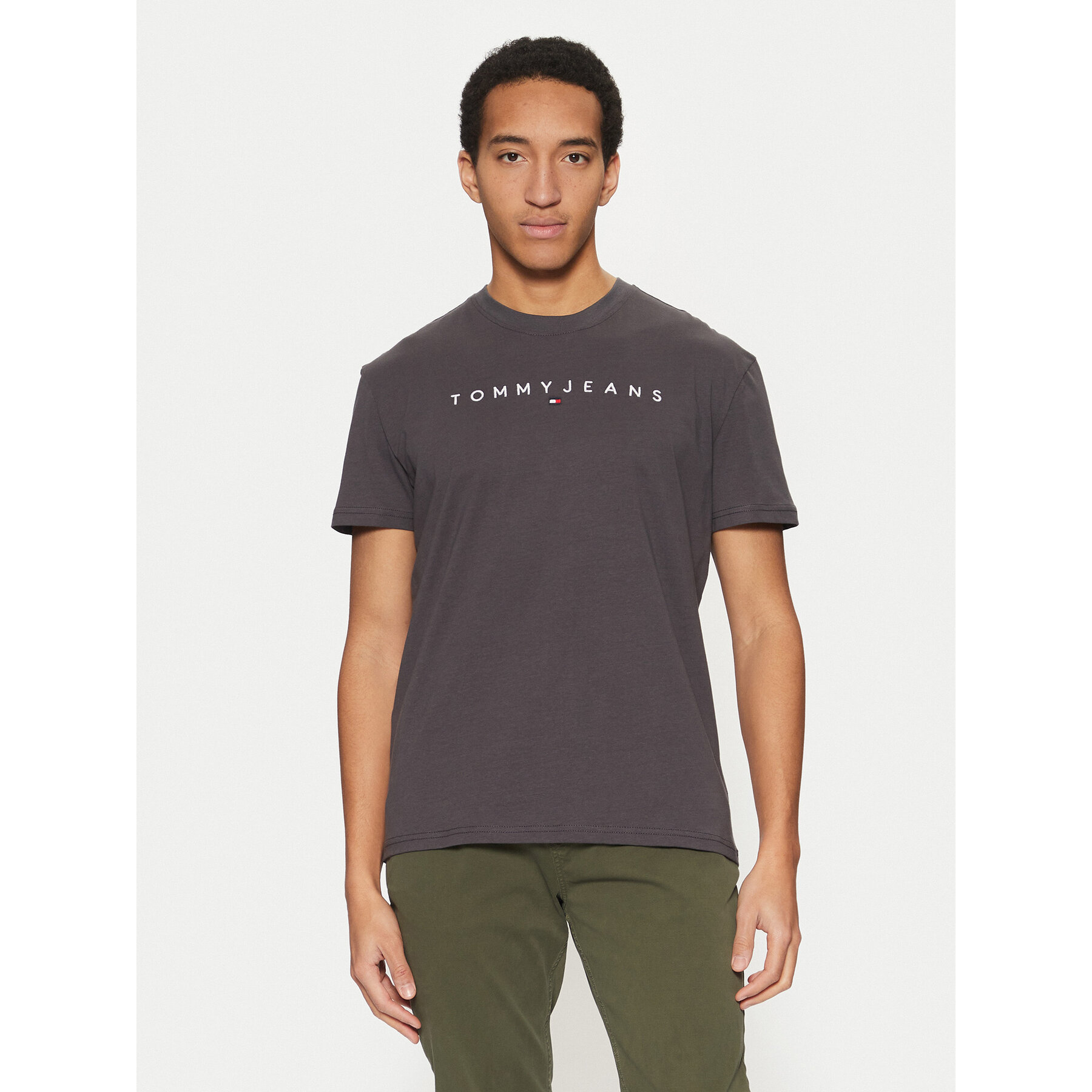Tommy Jeans Póló Linear Logo DM0DM20744 Szürke Regular Fit
