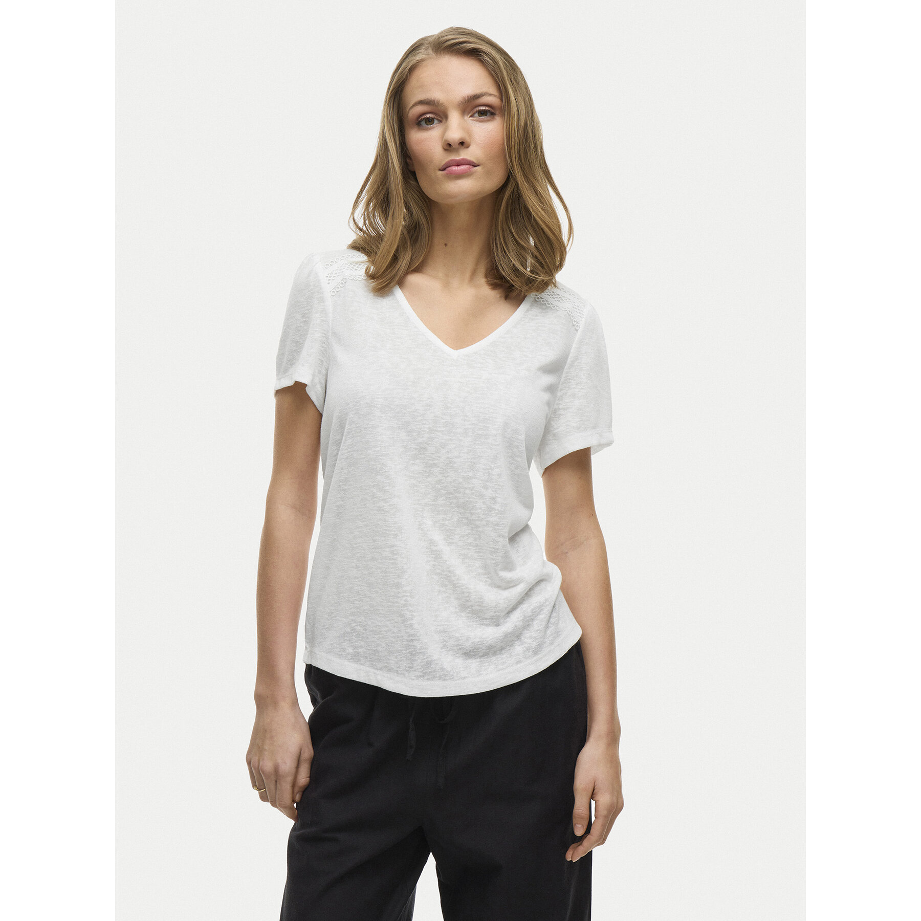 Vila Póló Amer 14093441 Fehér Regular Fit