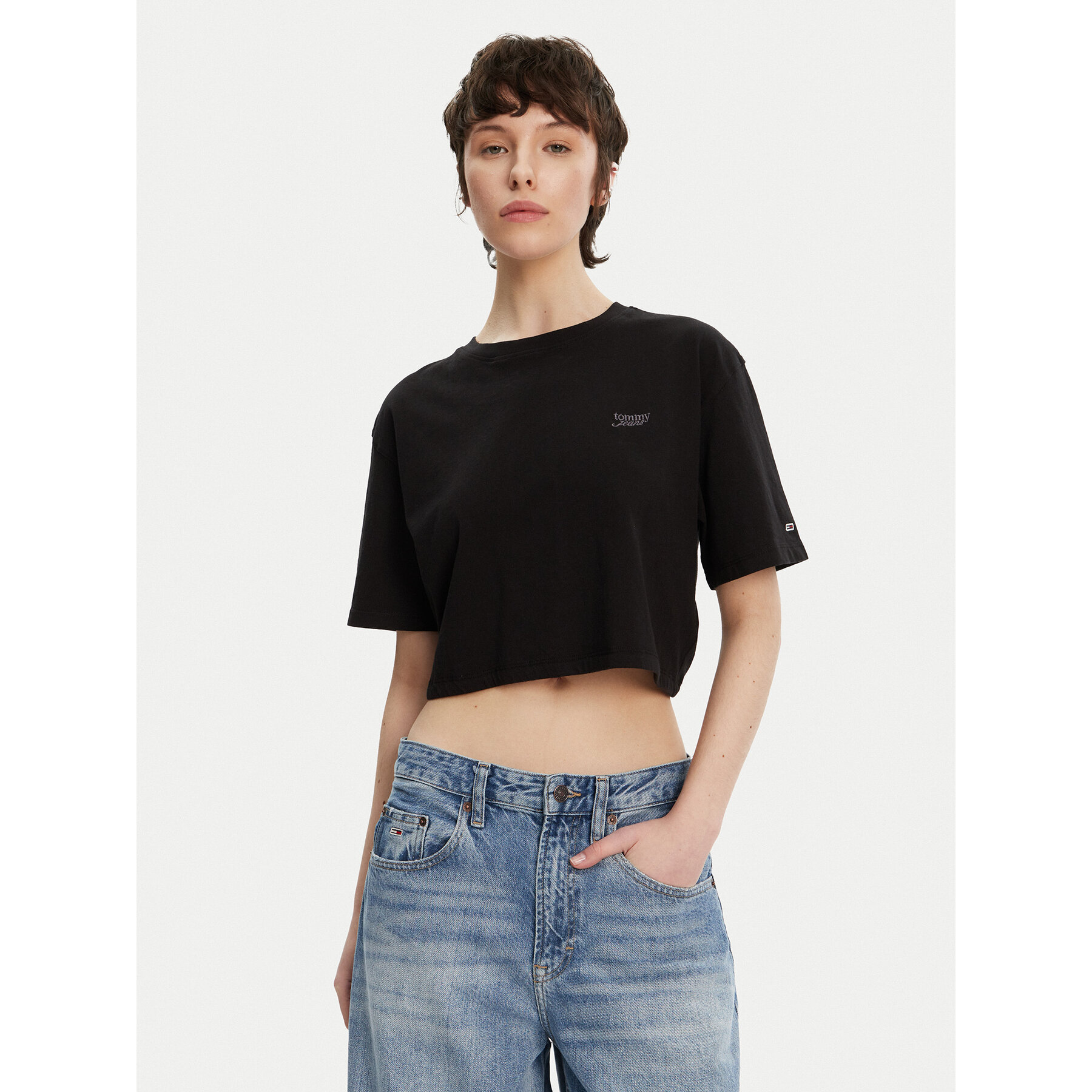 Tommy Jeans T-Shirt DW0DW20324 Μαύρο Relaxed Fit