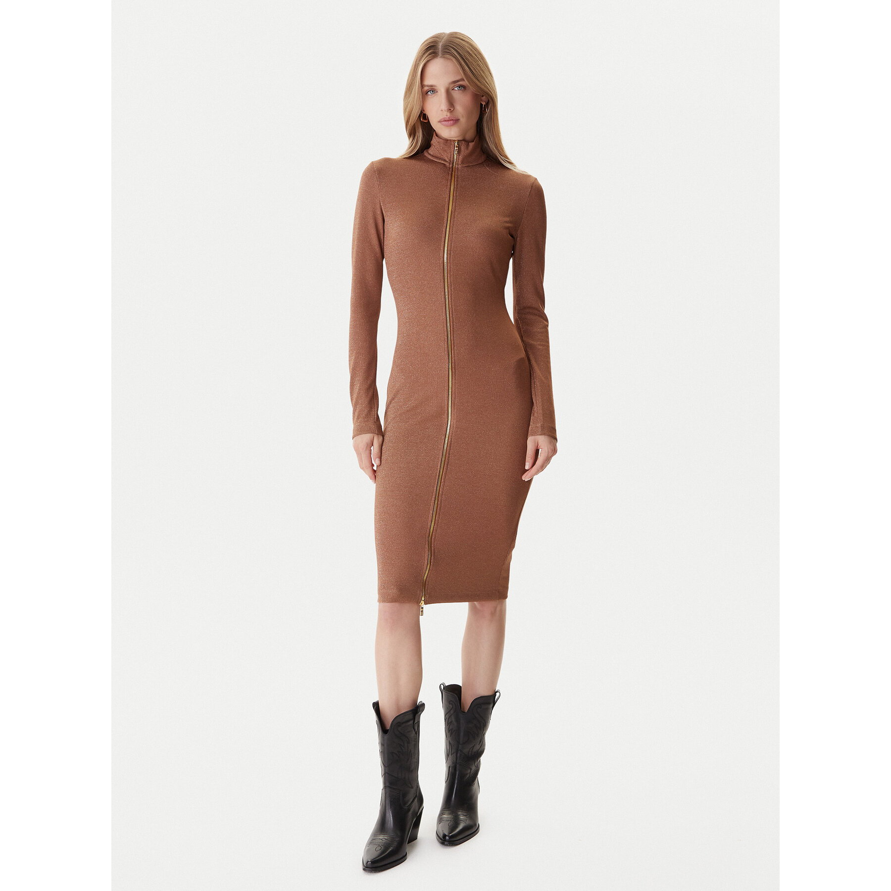 Just Cavalli Kleid für den Alltag 79PAO905 J0251 Braun Slim Fit