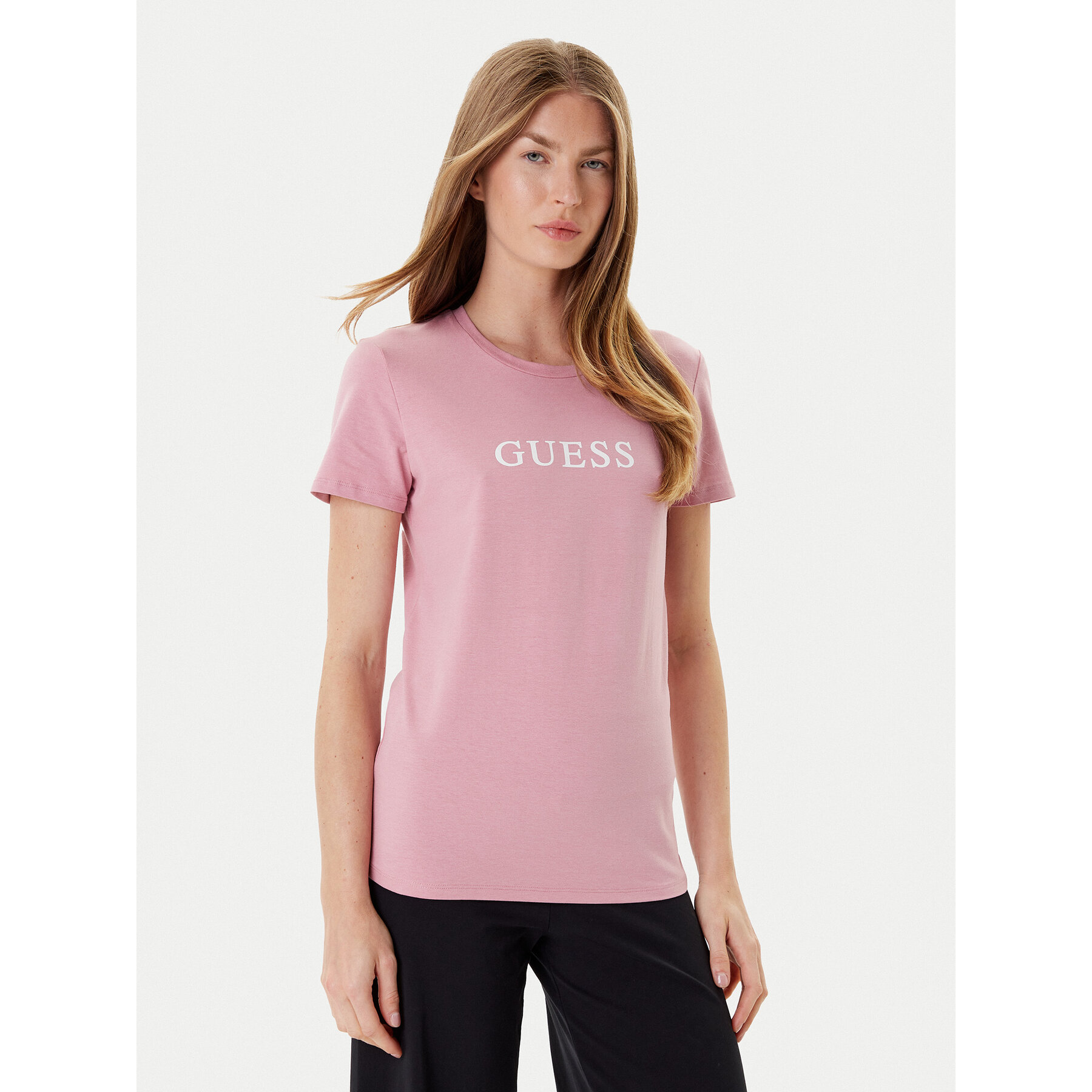 Guess Póló O5RI01 KBBU1 Rózsaszín Regular Fit