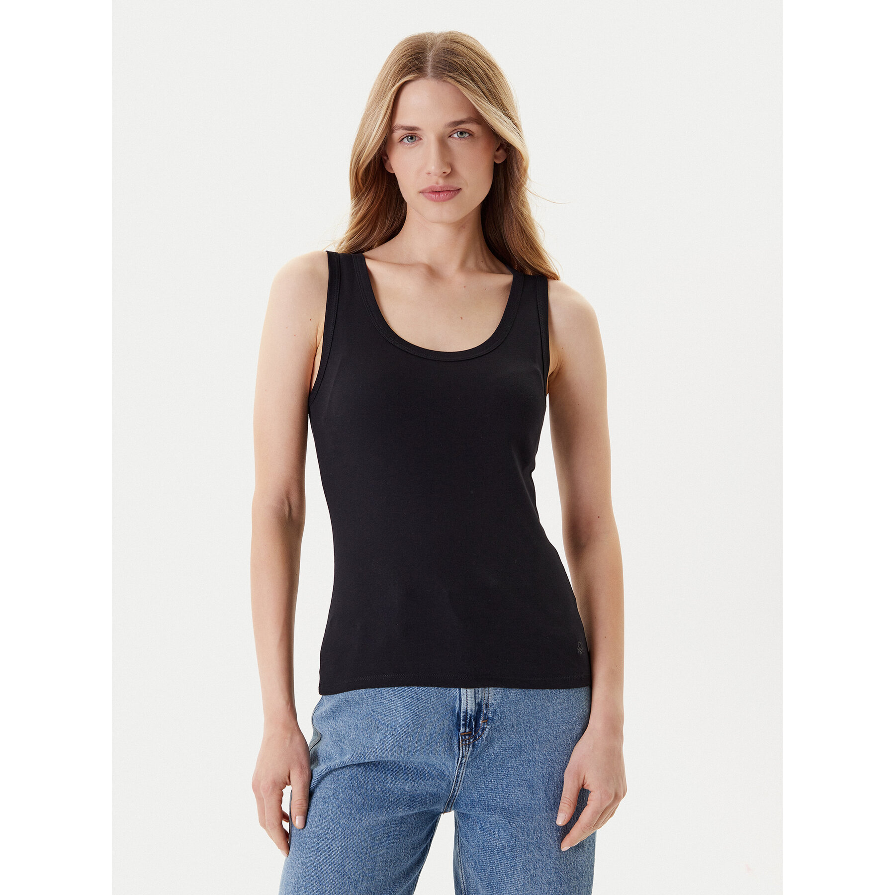 United Colors Of Benetton Felső 3GA2DH010 Fekete Slim Fit