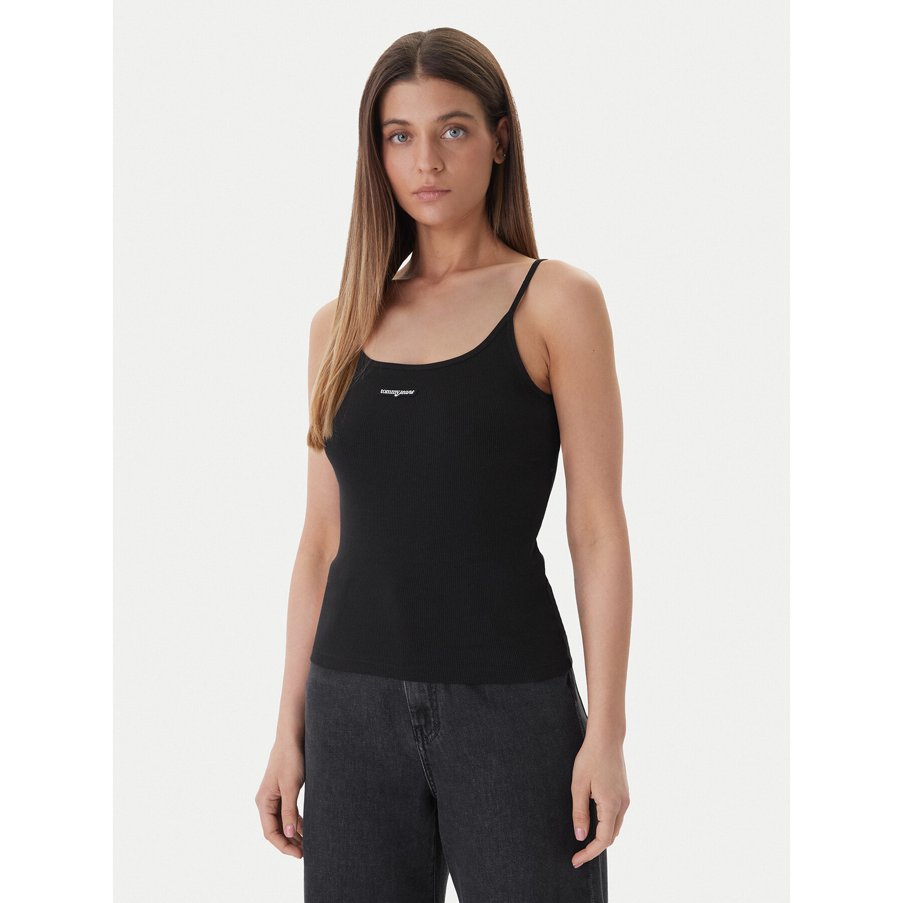 Tommy Jeans Top DW0DW22278 Schwarz Slim Fit