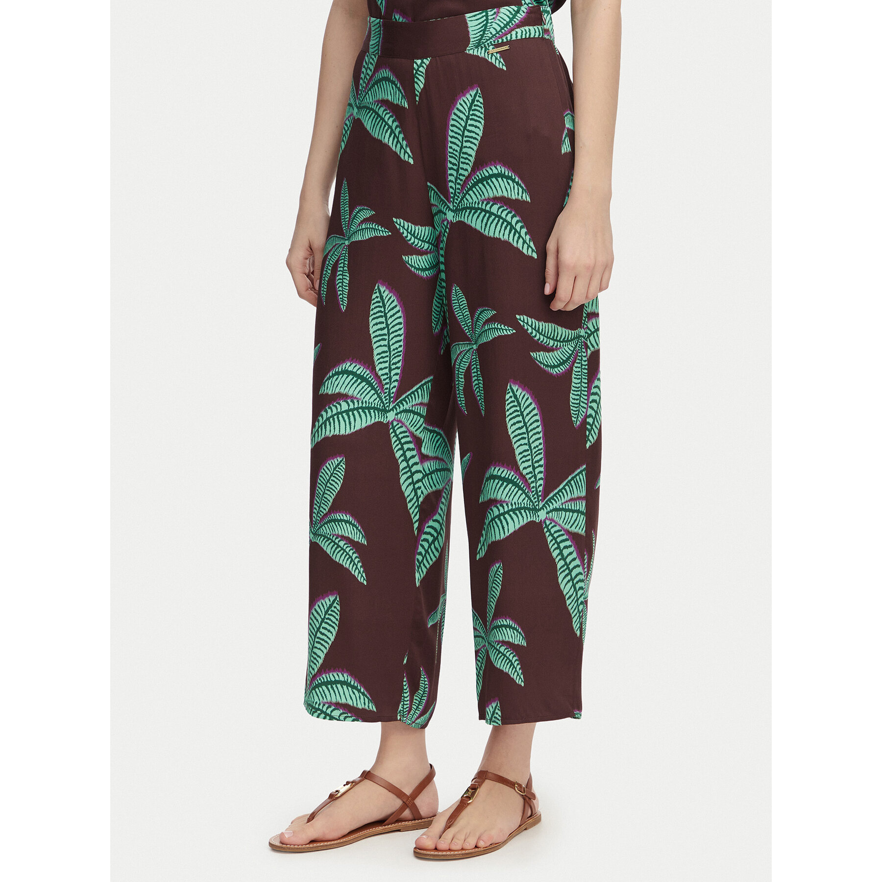LOLA CASADEMUNT Stoffhose LS2614055 Braun Relaxed Fit