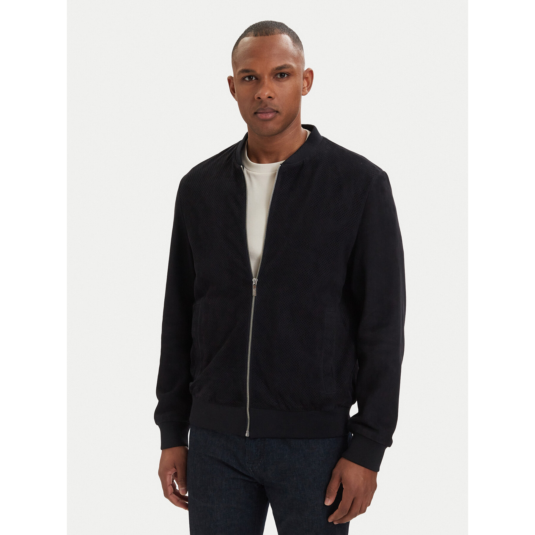 KARL LAGERFELD Lederjacke 555011 562411 Dunkelblau Regular Fit