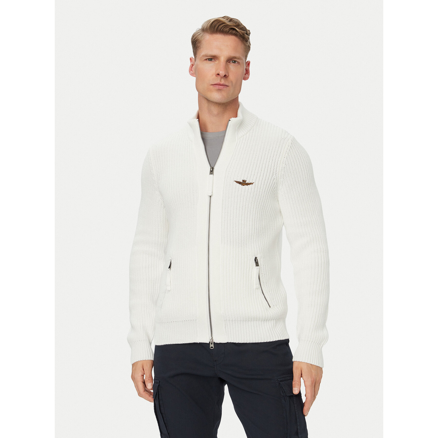 Aeronautica Militare Strickjacke 262MA1664UL00409 Creme Regular Fit