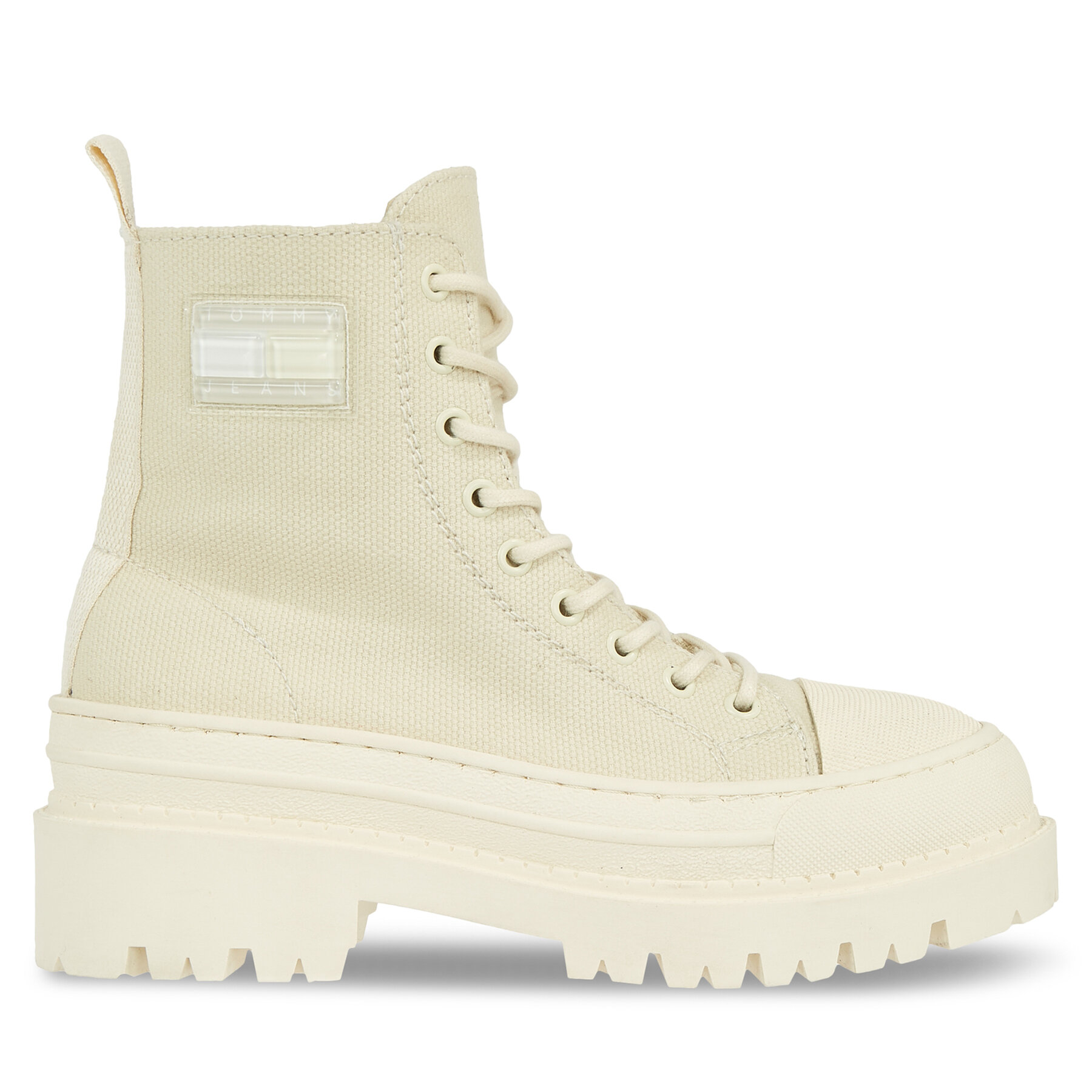 Šnurovacia obuv Tommy Jeans Tjw Foxing Canvas Boot EN0EN02216 Béžová