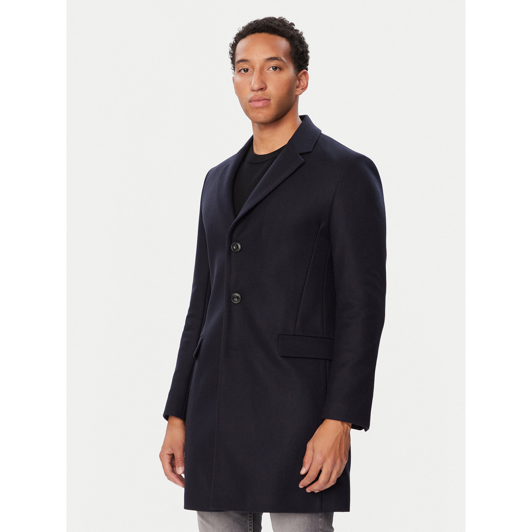 HUGO Wollmantel 50569210 Dunkelblau Slim Fit