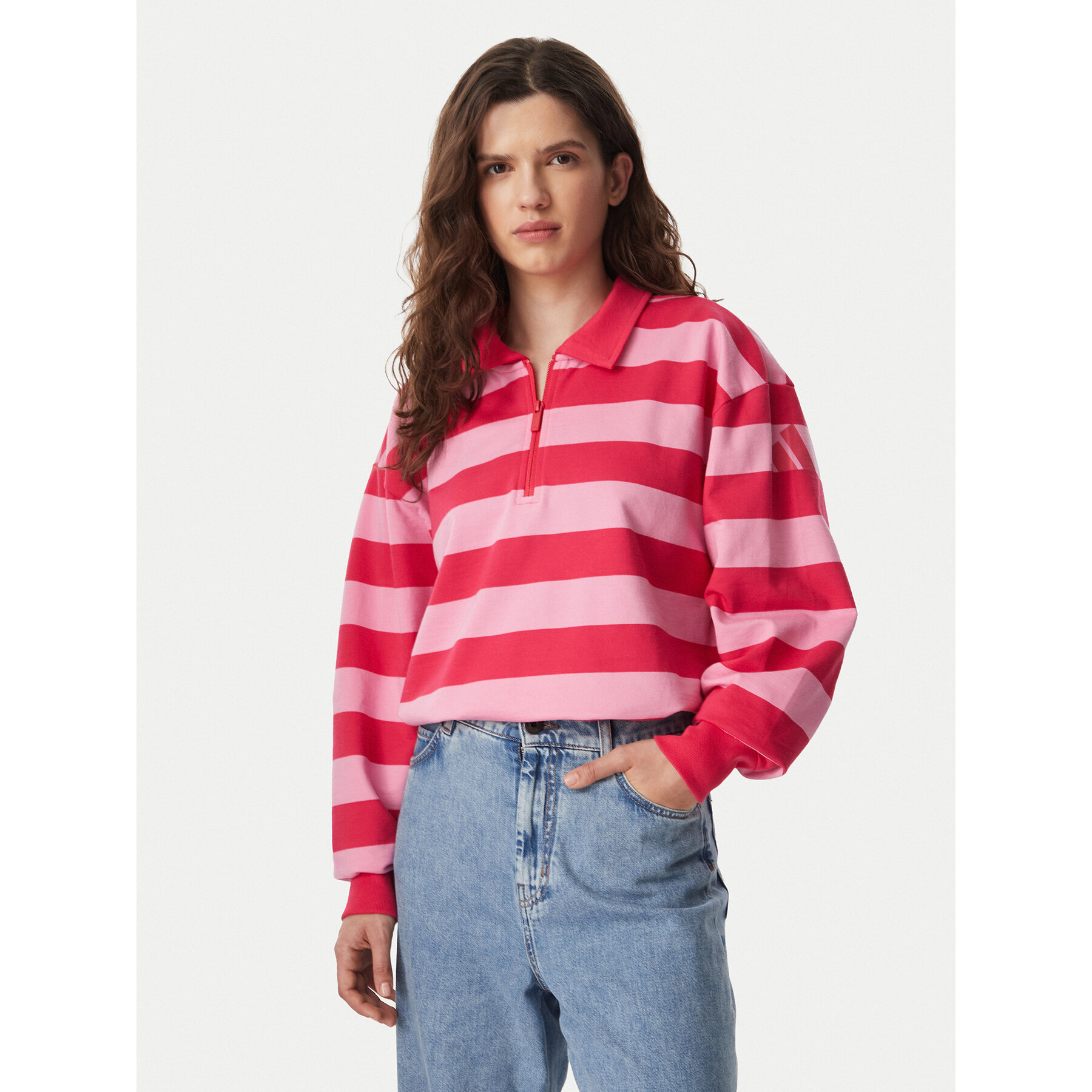 adidas Sweatshirt Essentials Contemporary French Terry Longsleeve Polo KR3548 Rosa Regular Fit