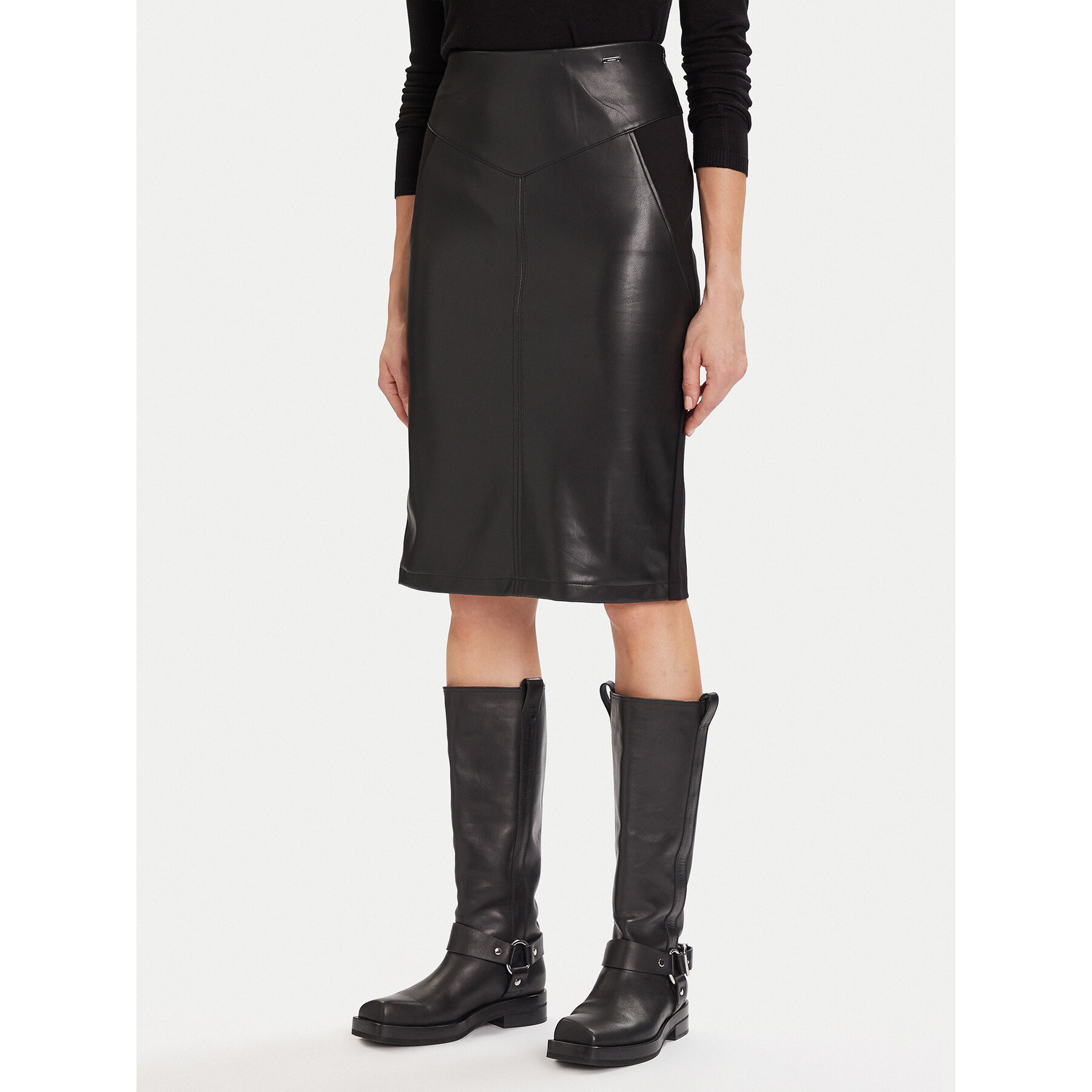 Morgan Rock aus Kunstleder 242-JMADO Schwarz Slim Fit