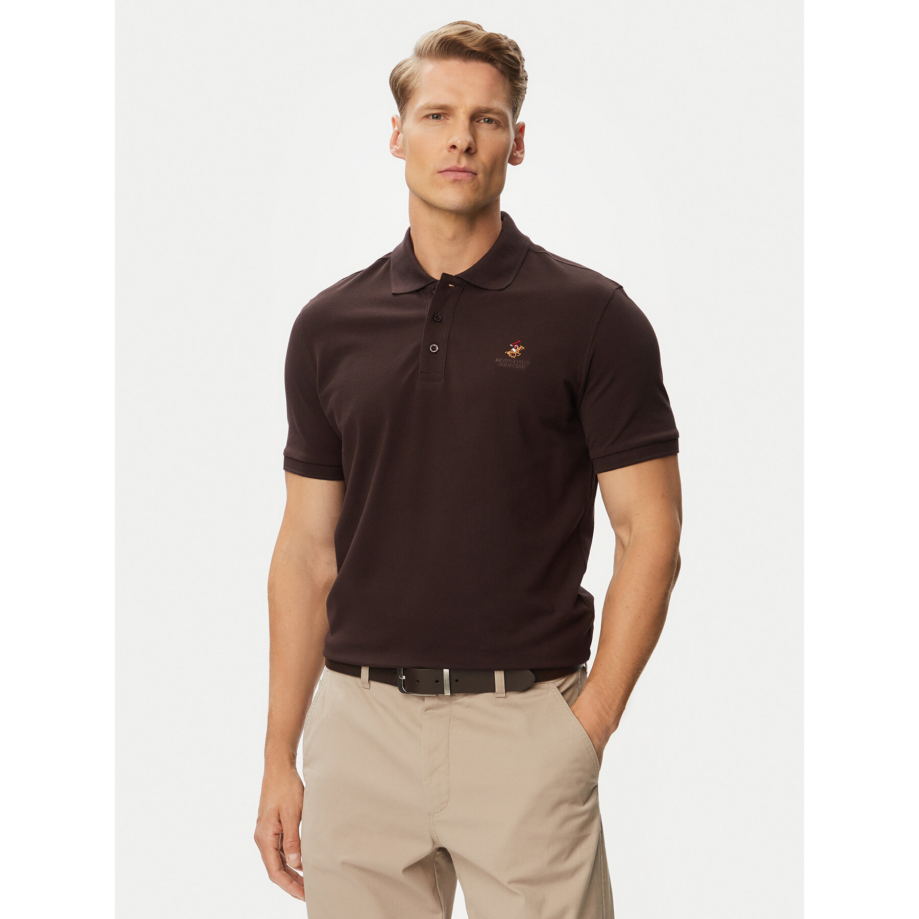 Beverly Hills Polo Club Polo majica P-SS26M-P4501247 Temno rjava Regular Fit