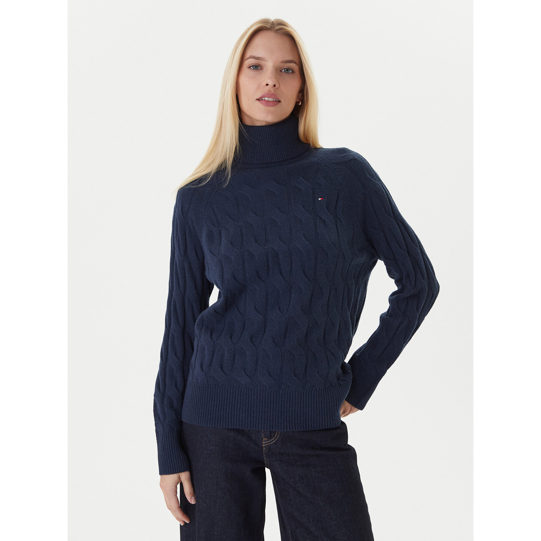 Tommy Hilfiger Rollkragenpullover WW0WW46791 Dunkelblau Regular Fit