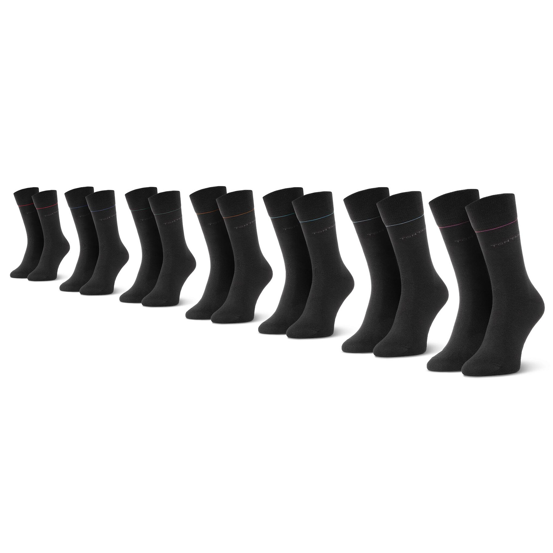 Lot de 7 paires de chaussettes hautes unisexe Tom Tailor 9997 Noir