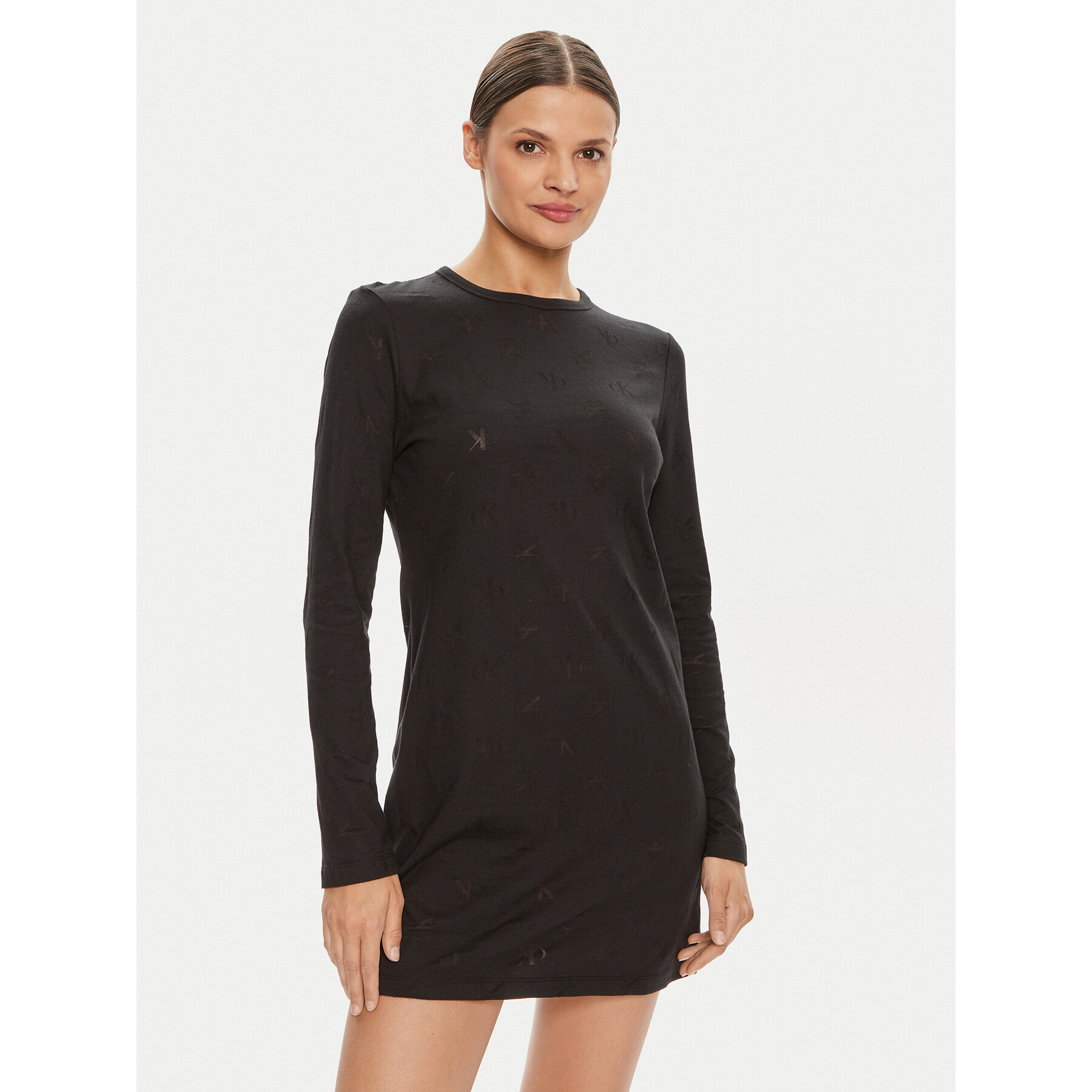 Calvin Klein Jeans Kleid für den Alltag Burn Out J20J223781 Schwarz Slim Fit