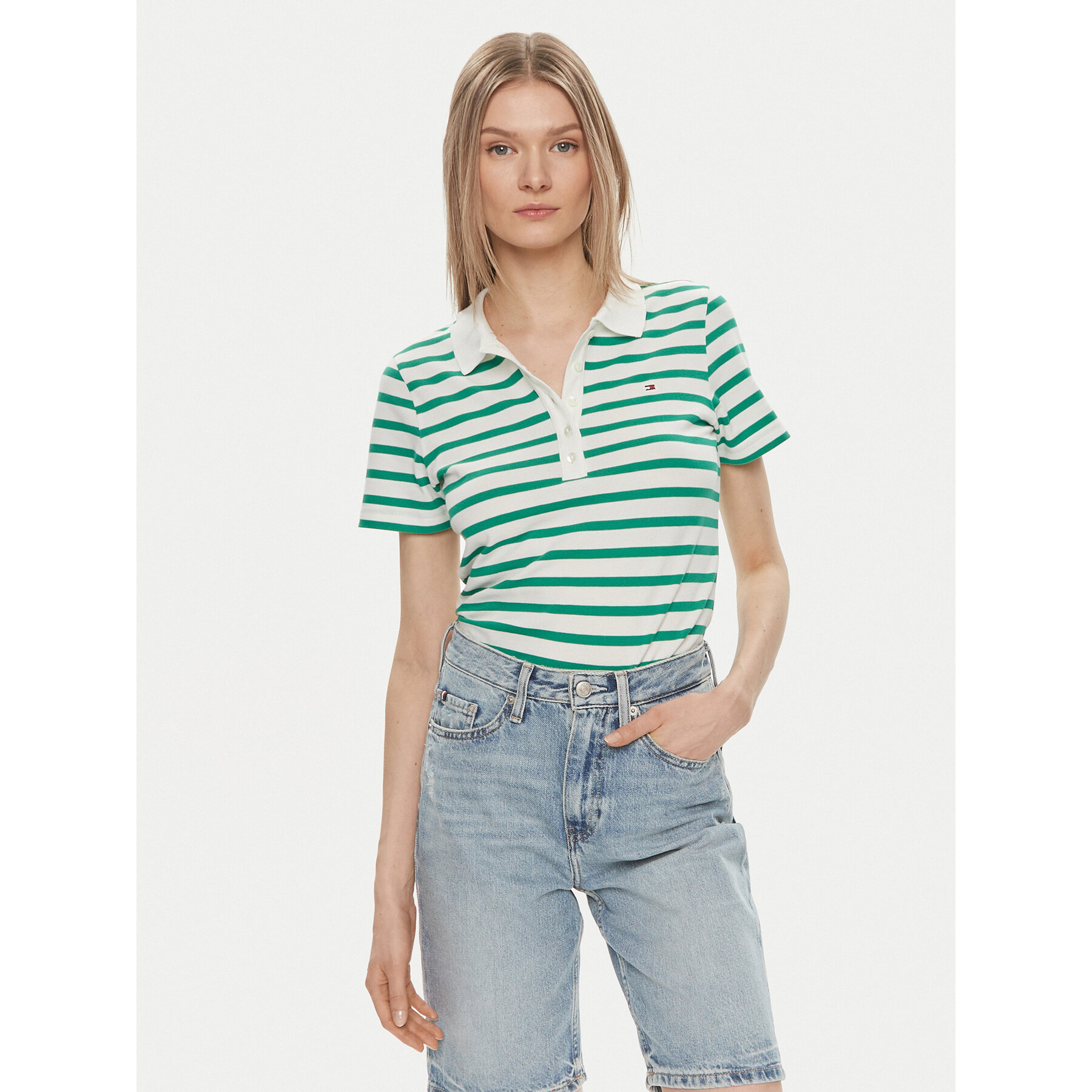 Tommy Hilfiger Polo 1985 WW0WW39530 Πράσινο Slim Fit