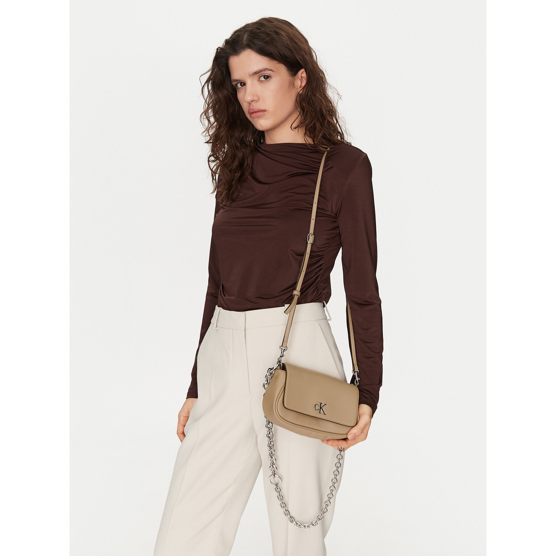 Táska Calvin Klein Jeans K60K613049 Bézs