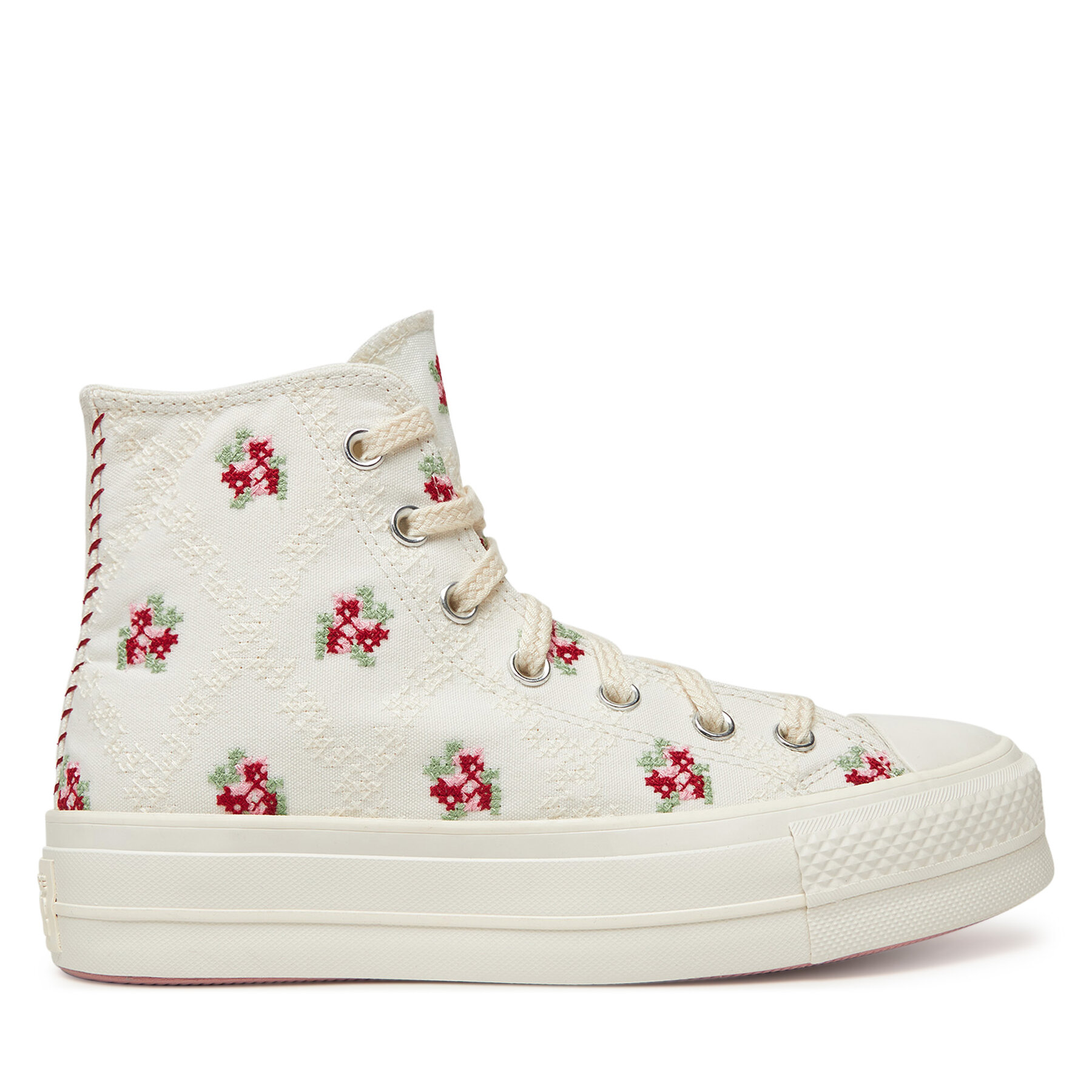 Plátenky Converse Chuck Taylor All Star Lift Platform Rose Cross Stitch A13659C Biela
