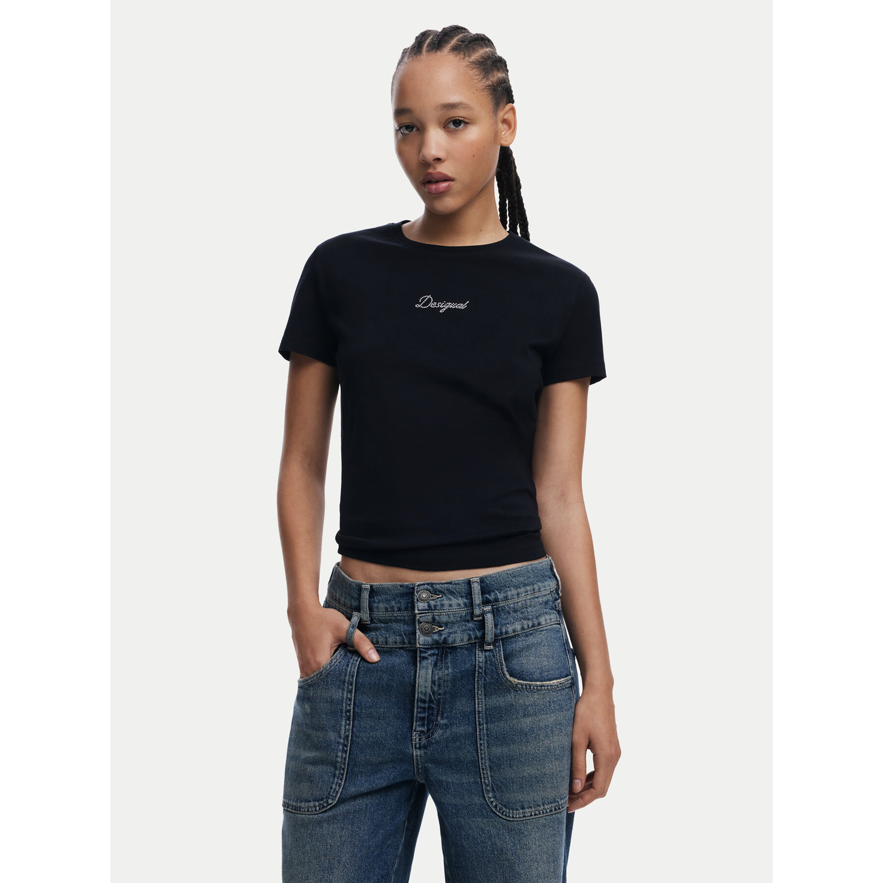 Desigual Póló 25SWTK15 Fekete Regular Fit